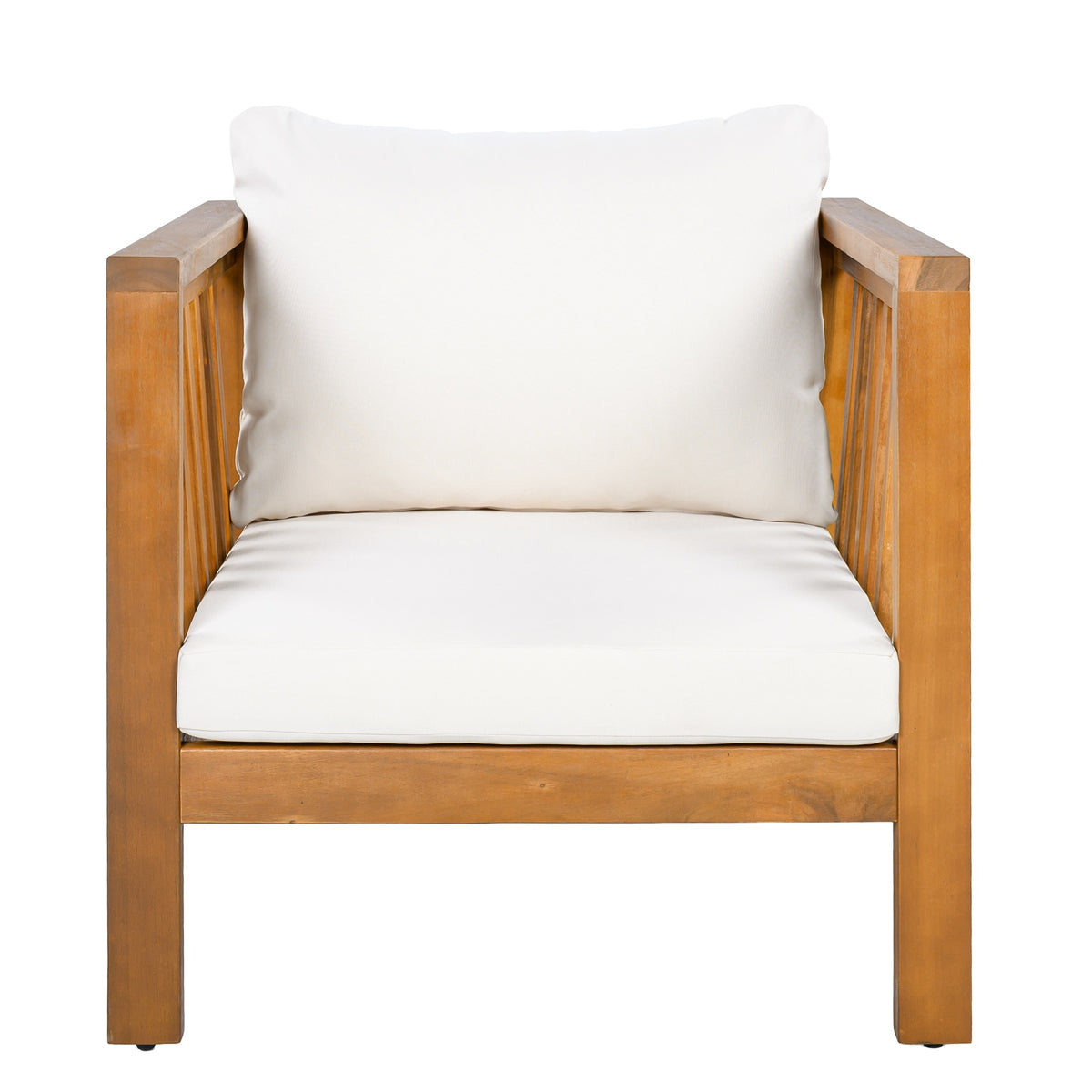 variant-group:rf-n704p448452a|Roomfitters Outdoor Acacia Wood Club Chair with Modern Mid-Century Square Arms and Thick Cushion Beige