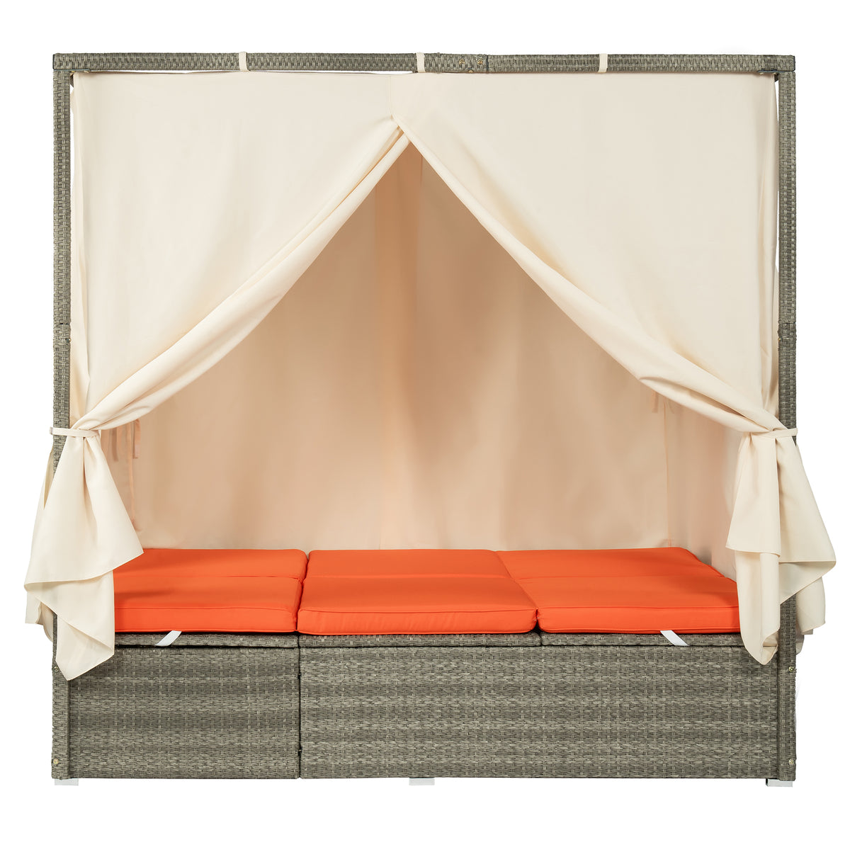 variant-group:rf-n711wy000437aao|Roomfitters Outdoor Canopy Daybed with Cushions, Hidden Storage, Adjustable Lounge Chair, Retractable Canopy, for Patios, Orange