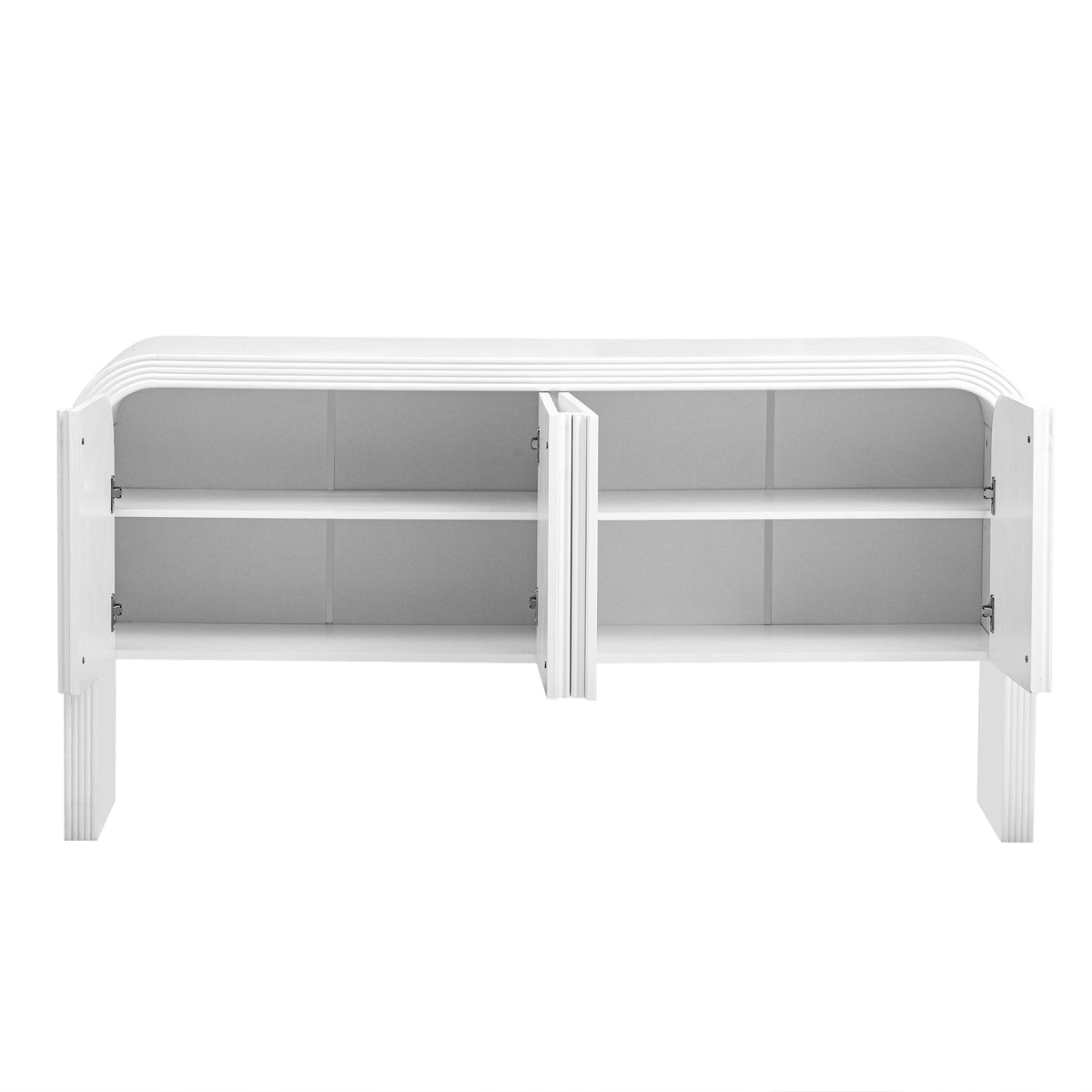 variant-group:rf-n711p415846k|Roomfitters Modern Rustic White Curved Wave Pattern Console Table with Adjustable Storage Shelf and Elegant Wooden Handles