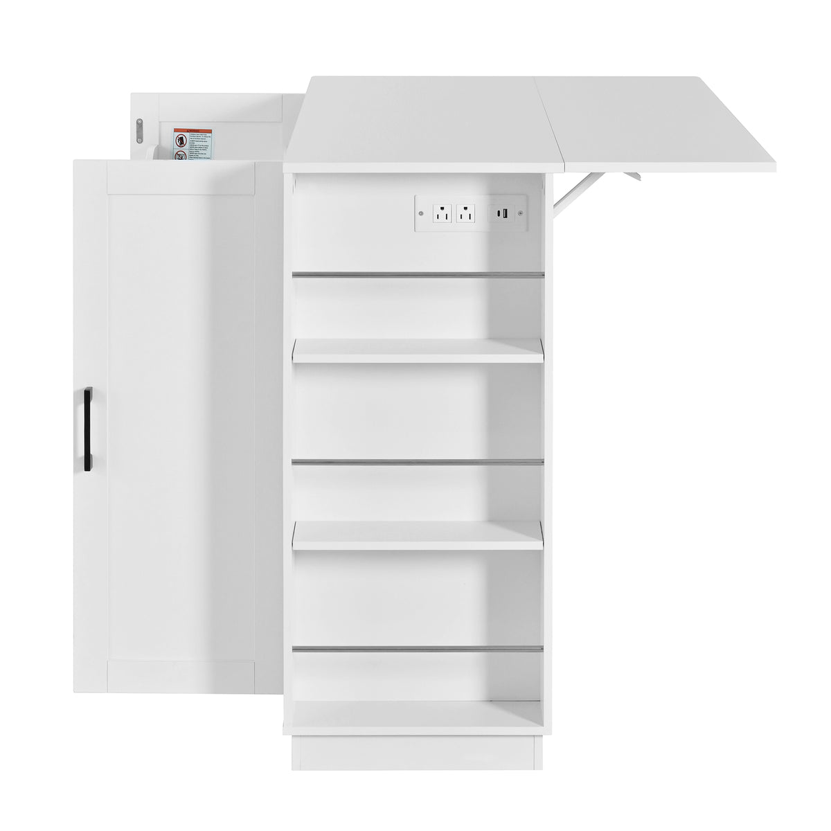 variant-group:rf-n711p437715k|Roomfitters 47.2-Inch Counter Height Bar Cabinet, White Sideboard Buffet Table, Foldable Drop Leaf, Built-In Power