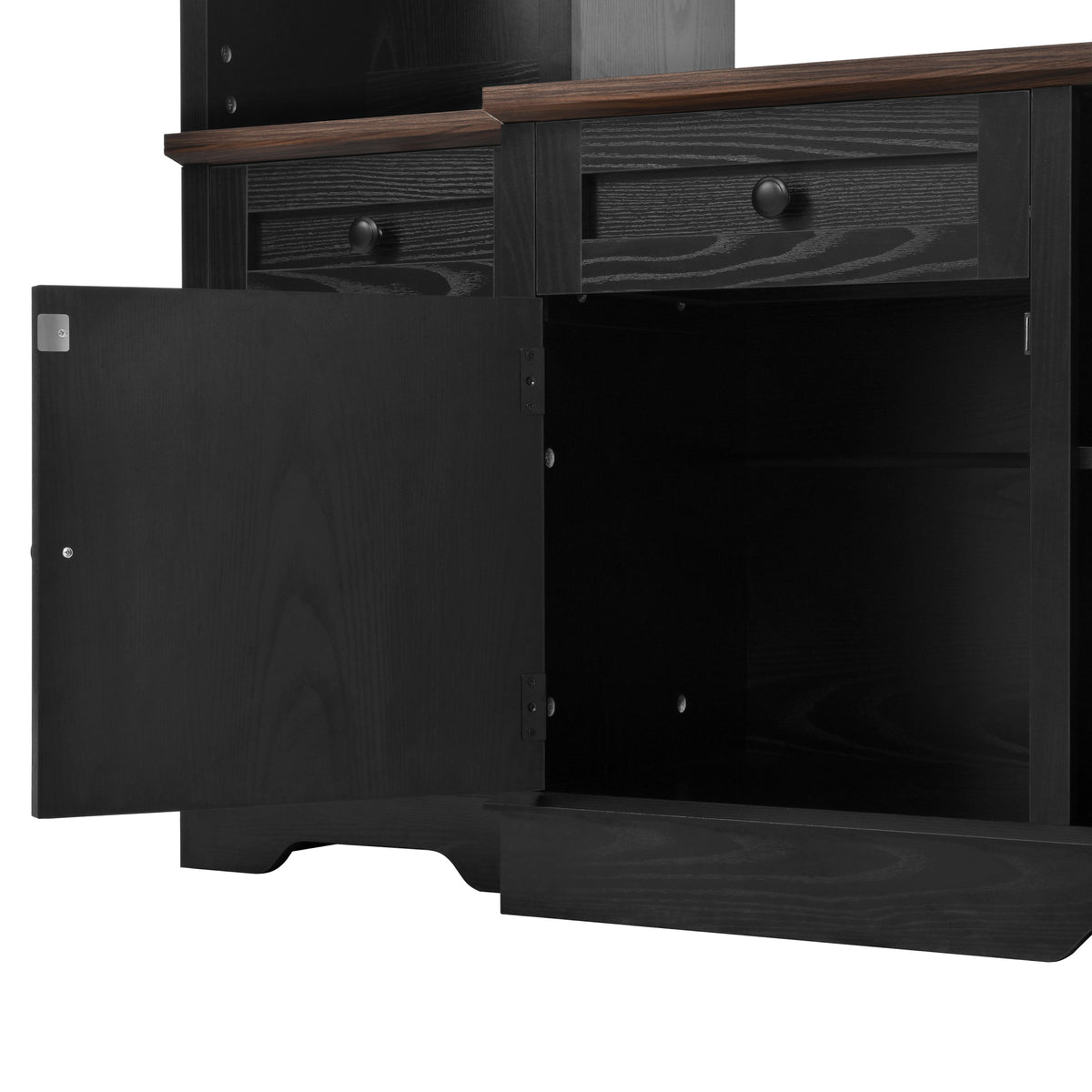 variant-group:rf-n724sj000154aab|Roomfitters 98.8"W Farmhouse Wall Unit Entertainment Center, 4 Barn Doors, Black & Brown