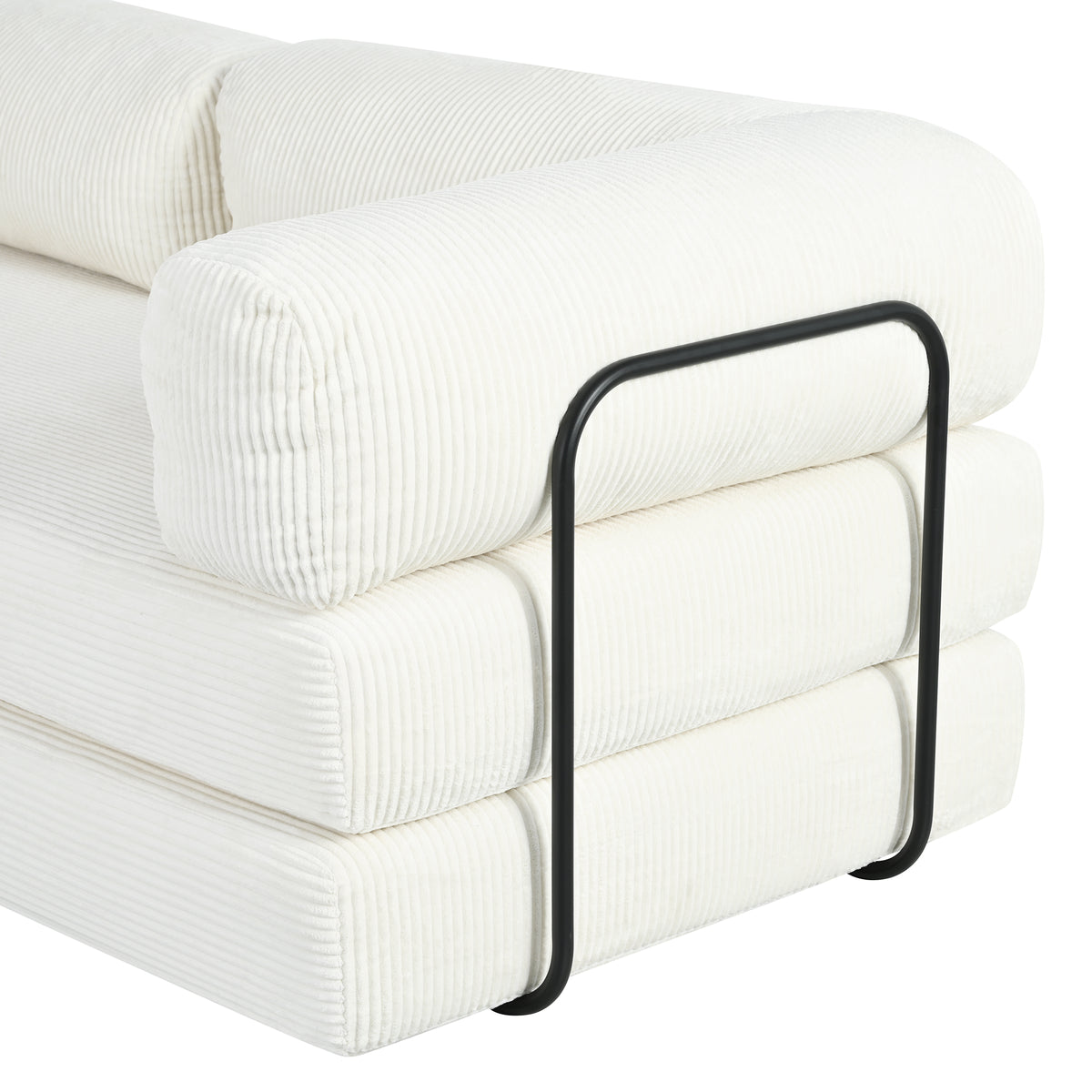 variant-group:rf-n711wy000463aaa|Roomfitters Modern L-Shaped Modular Sofa Bed, Corduroy Convertible Sleeper Sectional Couch with Industrial Metal Frame, Beige