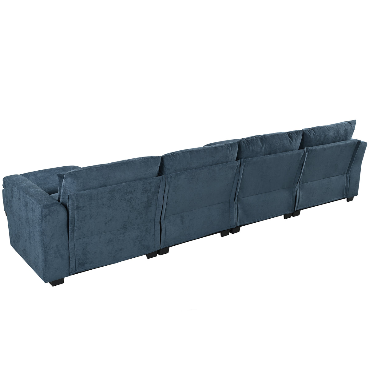 variant-group:rf-n711wy000491aac|Roomfitters 131.3-Inch Modern U-Shaped Sectional Sofa, 6-Seater Linen Blend Couch, 2 Storage Ottomans, Pit Lounge, Dark Blue