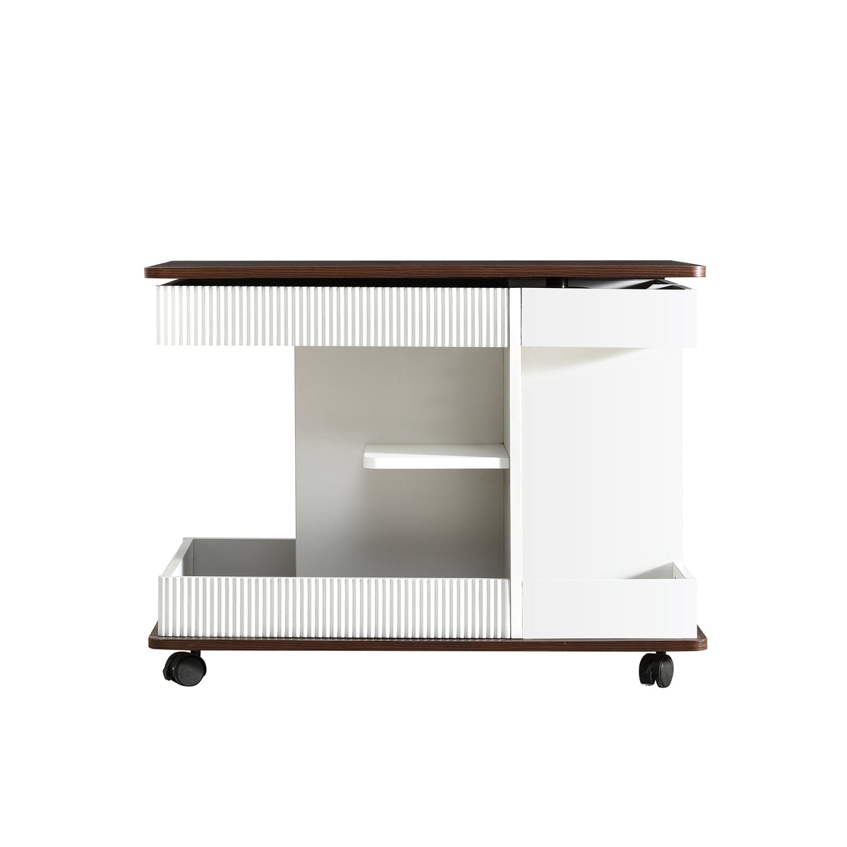 variant-group:rf-n724p292505k|Roomfitters Adjustable Sofa Side Table with Lift-Top, Rotating Surface and Storage on Wheels for Small Spaces, Brown