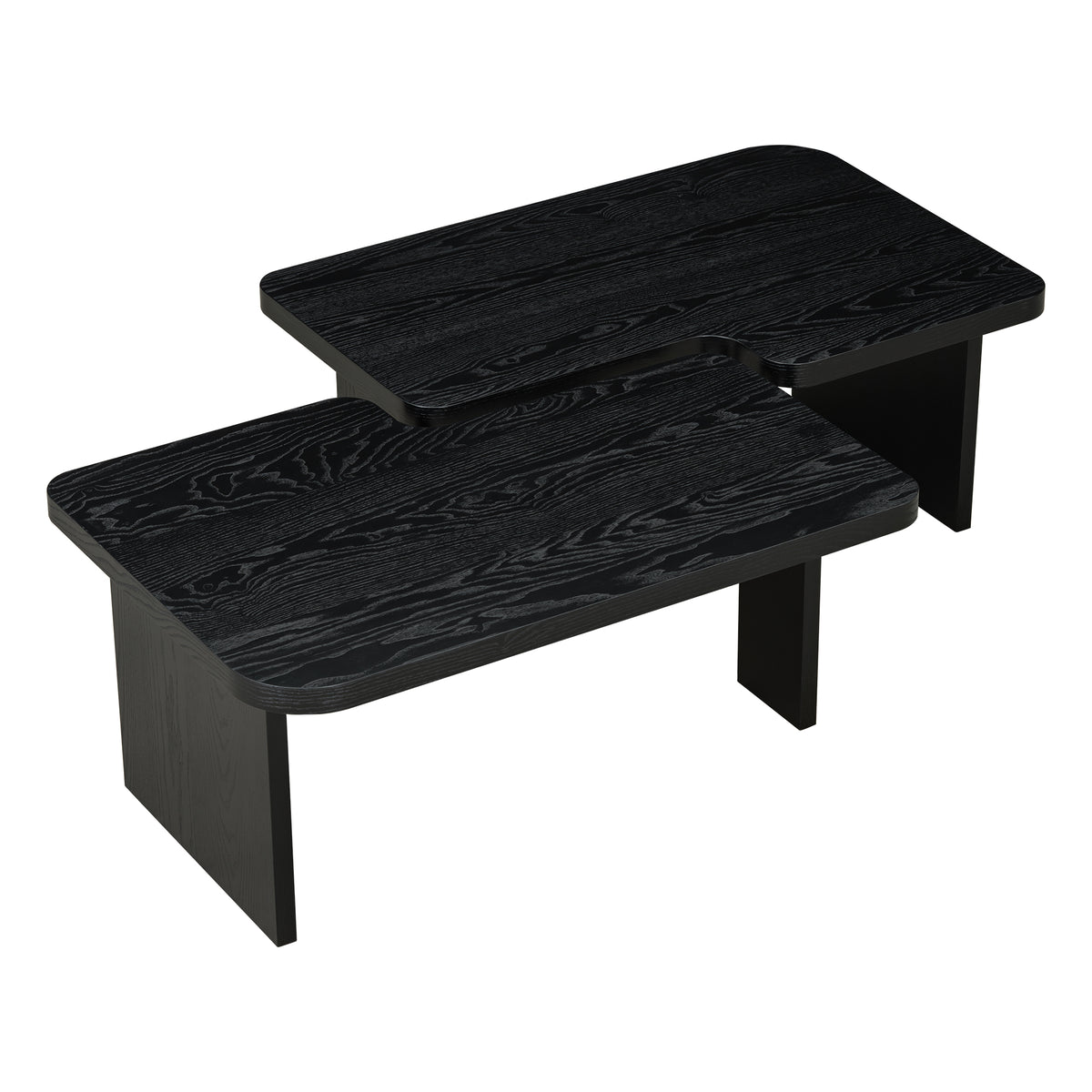 variant-group:rf-n724p232174b|Roomfitters Minimalist Coffee Table Set, Rectangular Center Table with Two-Tone Design, Black