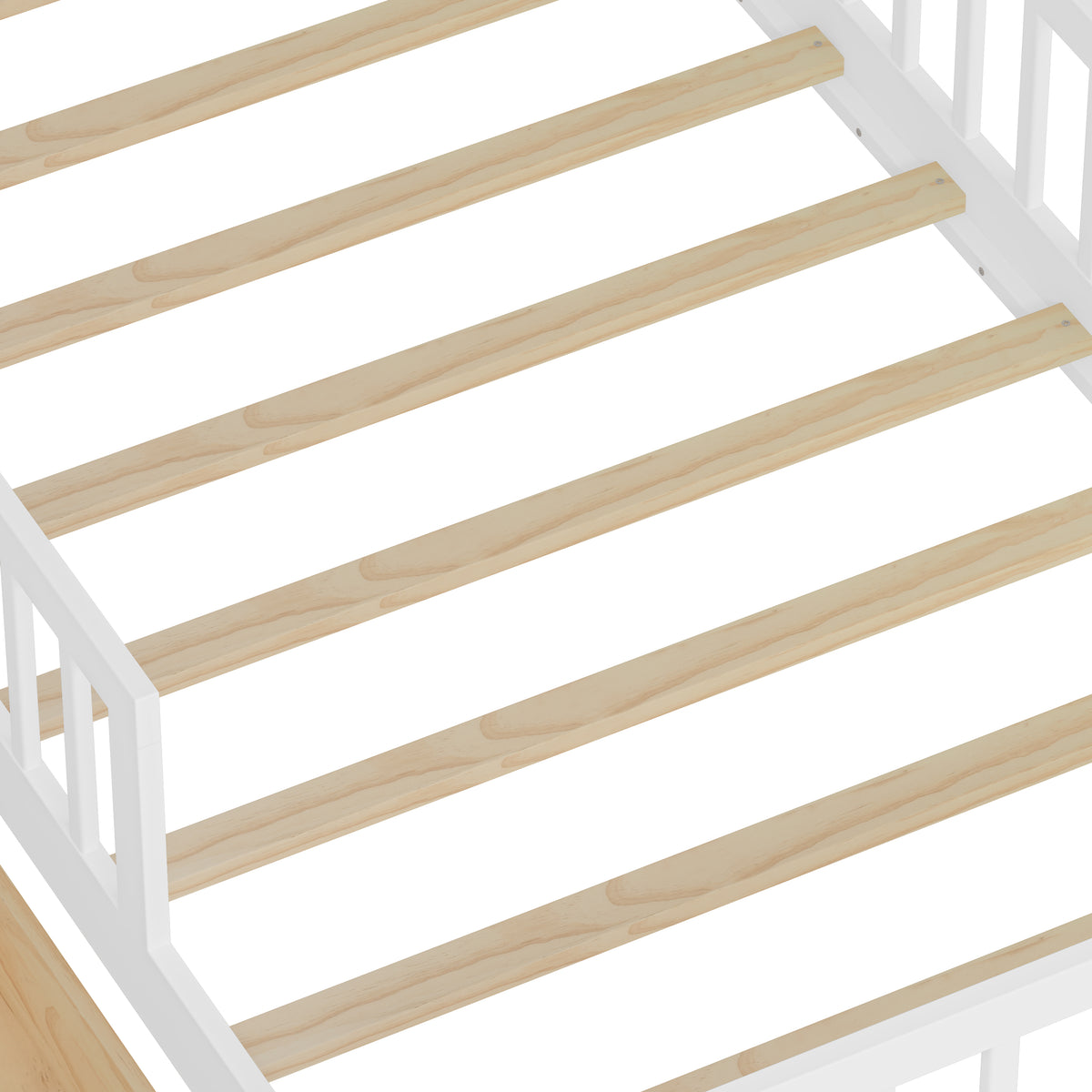variant-group:rf-n733p272374k|Roomfitters Twin Bed with Headboard Storage Rack, Under-Bed Storage and Three-Side Guardrails, White
