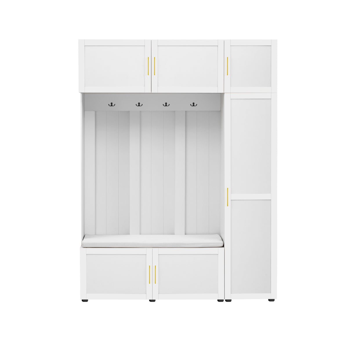 variant-group:rf-n724sj000166aak|Roomfitters American Style 4-in-1 Hall Tree, Upholstered Entryway Bench, Ancient White