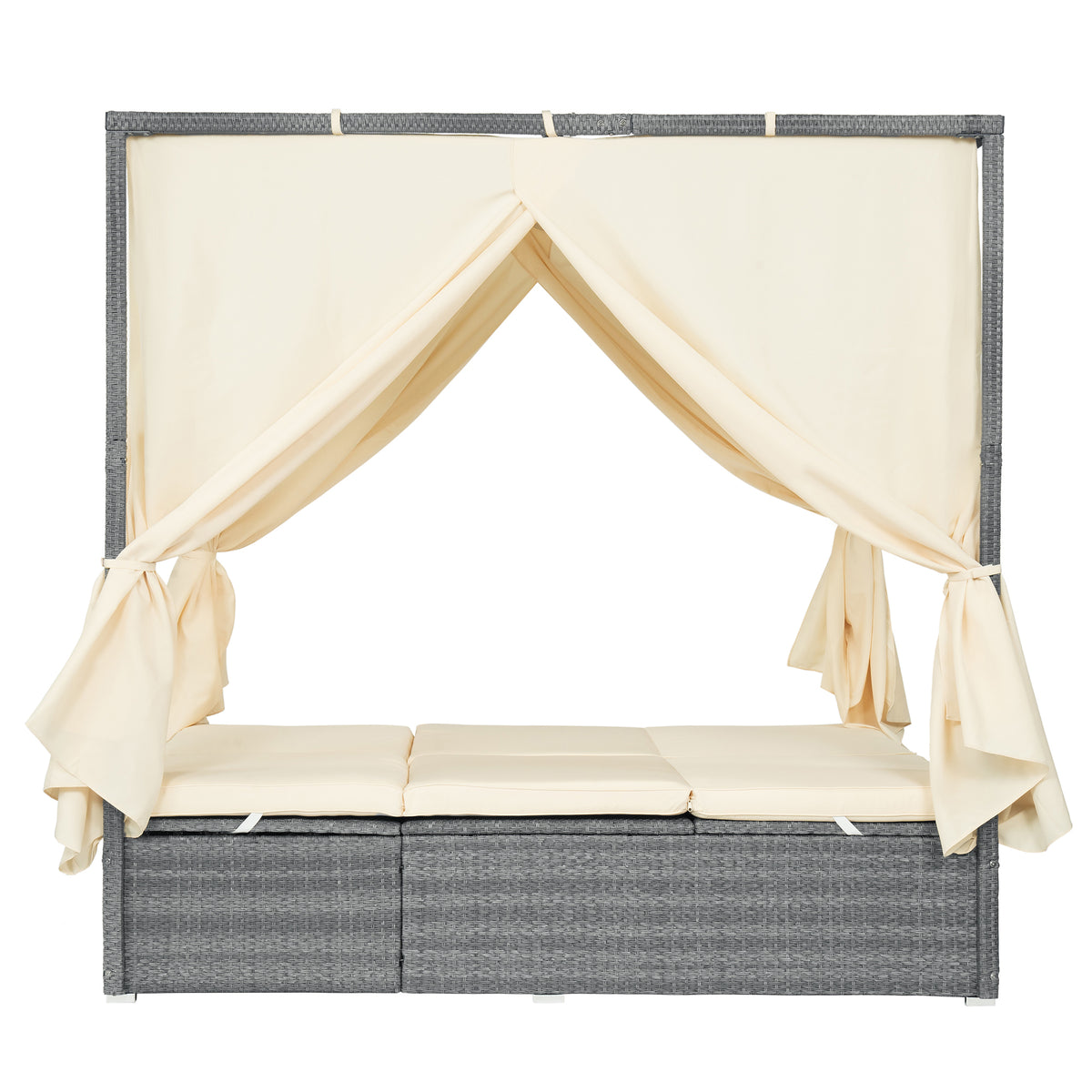 variant-group:rf-n711wy000471aaa|Roomfitters Modern Tropical Beige PE Rattan Outdoor Double Sun Lounger, Patio Daybed, Adjustable Recline, Canopy
