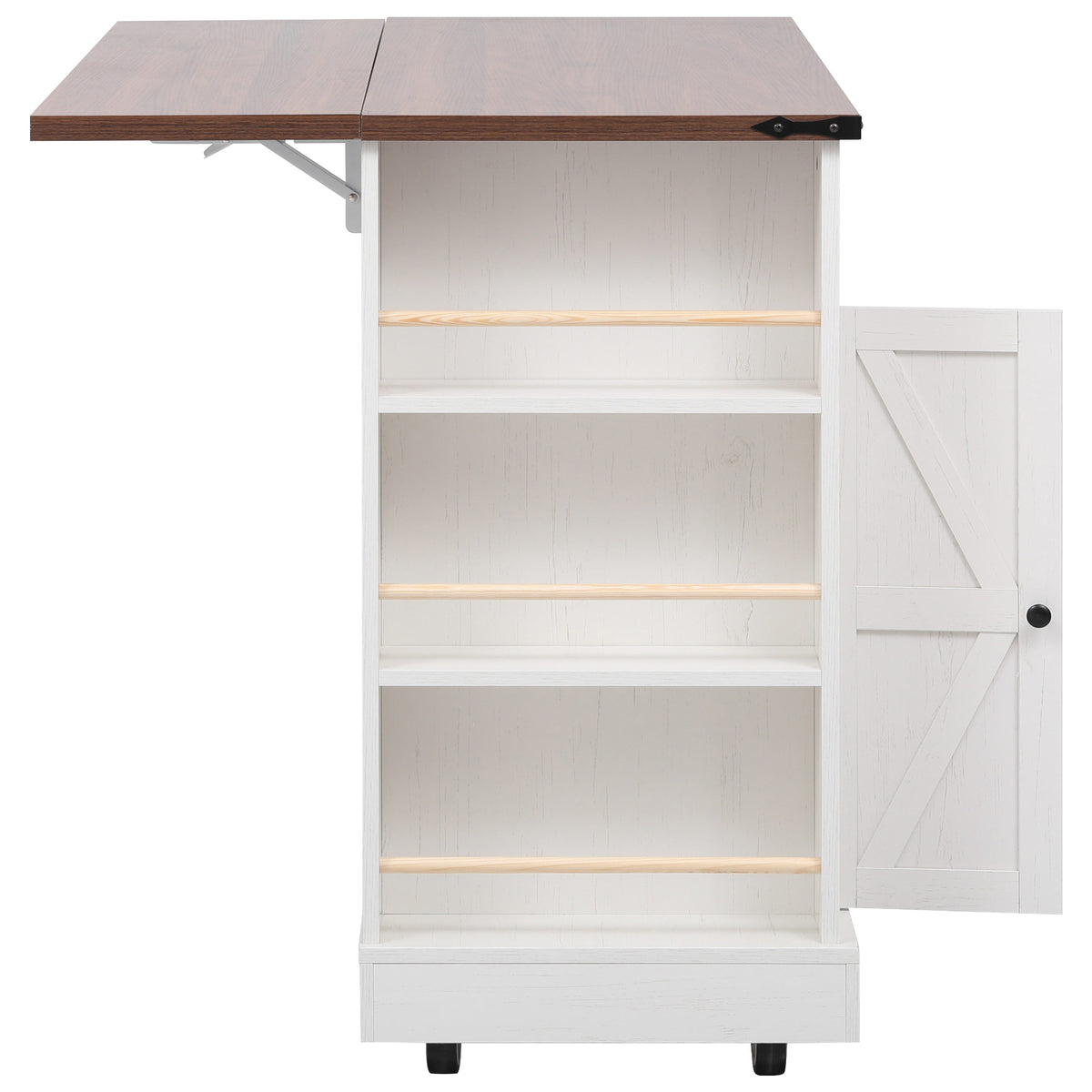variant-group:rf-n707s263637w|Roomfitters 53" Kitchen Island with Power Outlet, 4 Doors and 3 Drawers, Rolling Storage Cabinet with Glass Doors, White