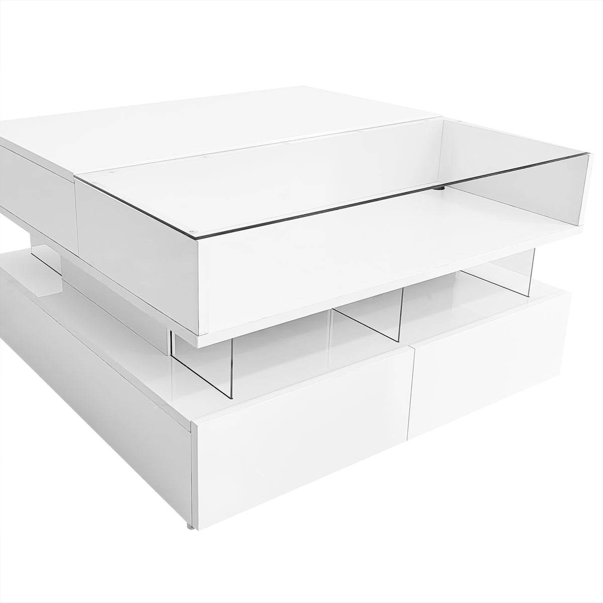 variant-group:rf-n724p290043k|Roomfitters Lift-Top Square Coffee Table with Glass Surface, Hidden Storage, High Gloss Finish, White