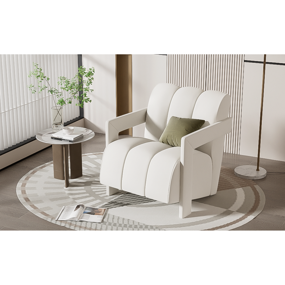 variant-group:rf-n724sj000138aaa|Roomfitters Modern Minimalist Armchairs with L-Shaped Armrests and Polyester Upholstery, Set of 2 , White