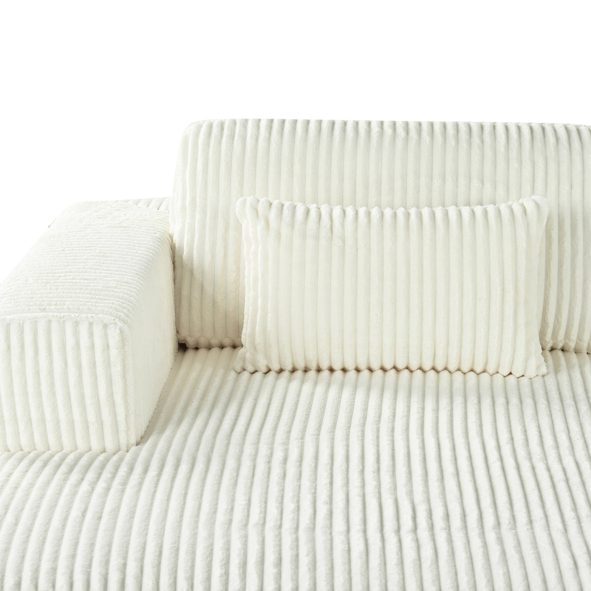 variant-group:rf-n711wy000449aak|Roomfitters Corduroy Double Sofa Bed with Pillows, Modern Convertible Couch for Living Room, Apartment, White