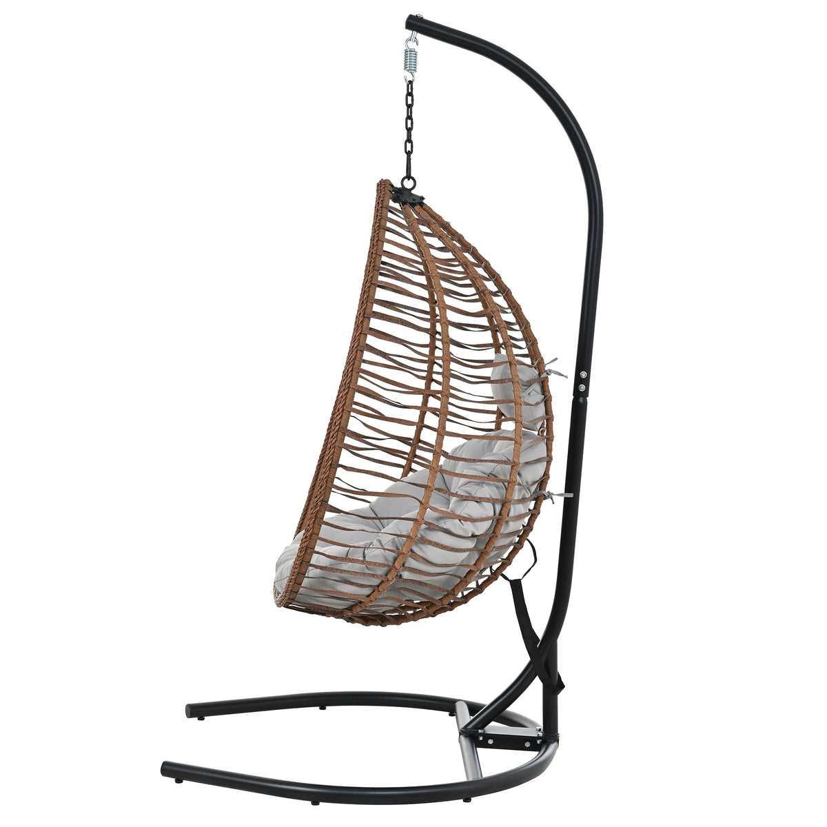 variant-group:rf-n711p389502g|Roomfitters Indoor Outdoor Hanging Egg Hammock Chair with Stand, Wicker Rattan Swing for Patio and Bedroom, Brown+Gray