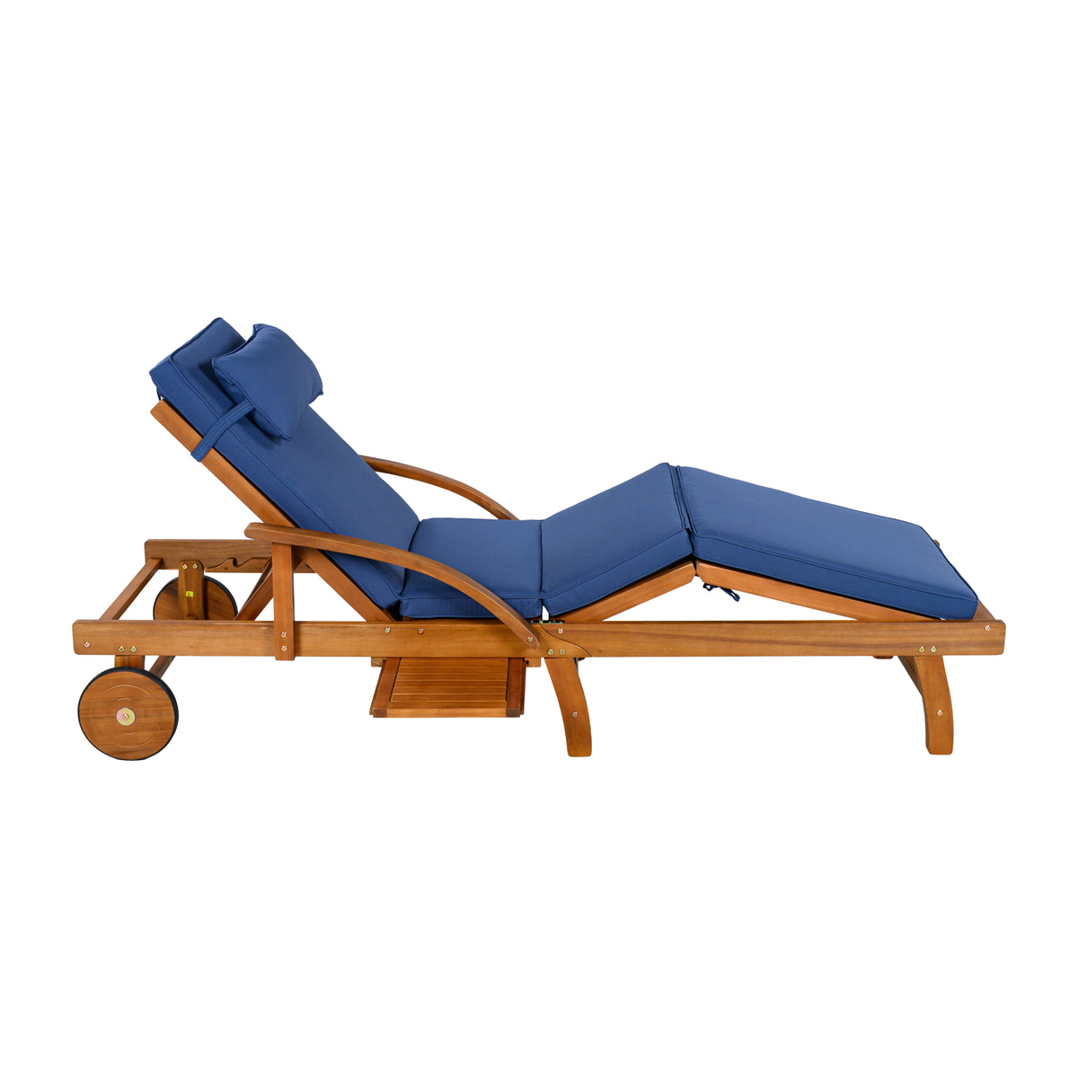 variant-group:rf-n711p415859c|Roomfitters Modern Resort Navy Blue Acacia Wood Outdoor Chaise Lounge Chair, Poolside Recliner, Retractable Tray