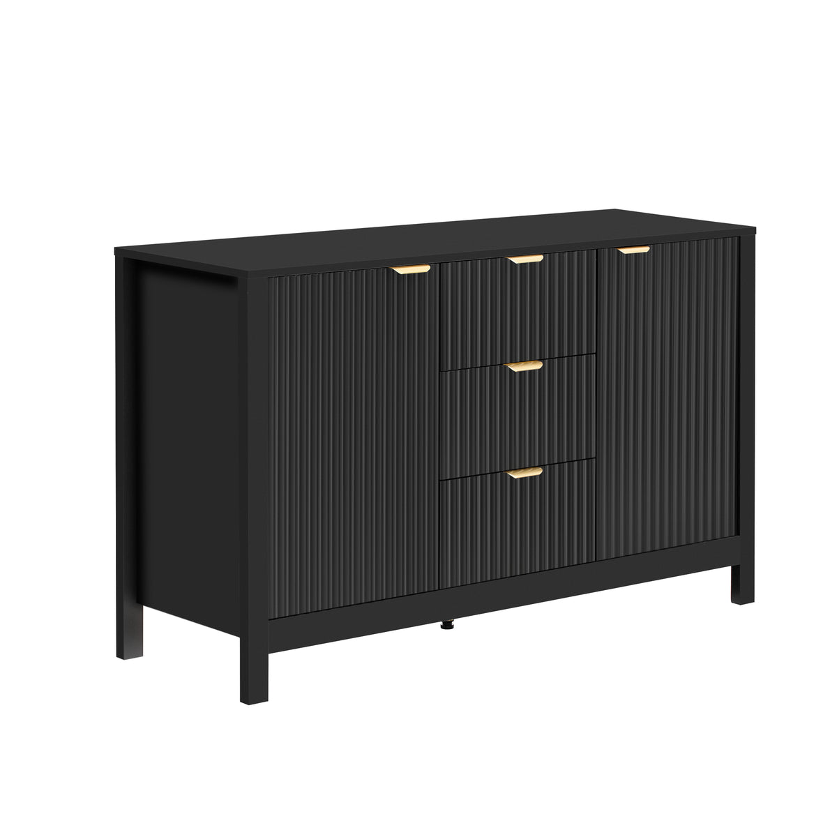 variant-group:rf-n711p269066b|Roomfitters Sideboard Buffet Cabinet with 3 Drawers, Mid-century Modern Fluted Accent Storage for Kitchen & Dining, Black