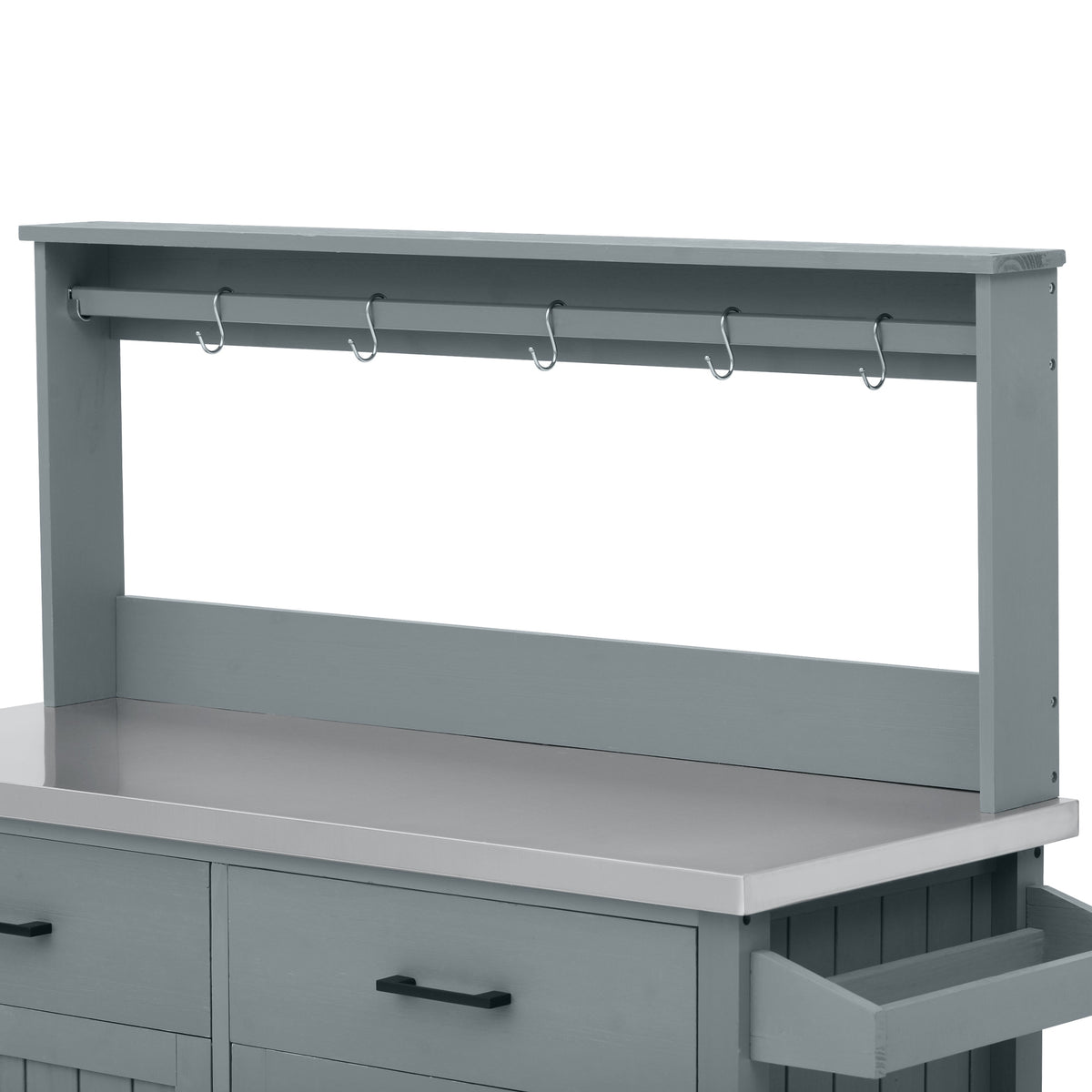 variant-group:rf-n707p409087g|Roomfitters 54.1" Grill Cart, Outdoor Kitchen Prep Station with Stainless Steel Top and Propane Tank Storage, Grey+Blue