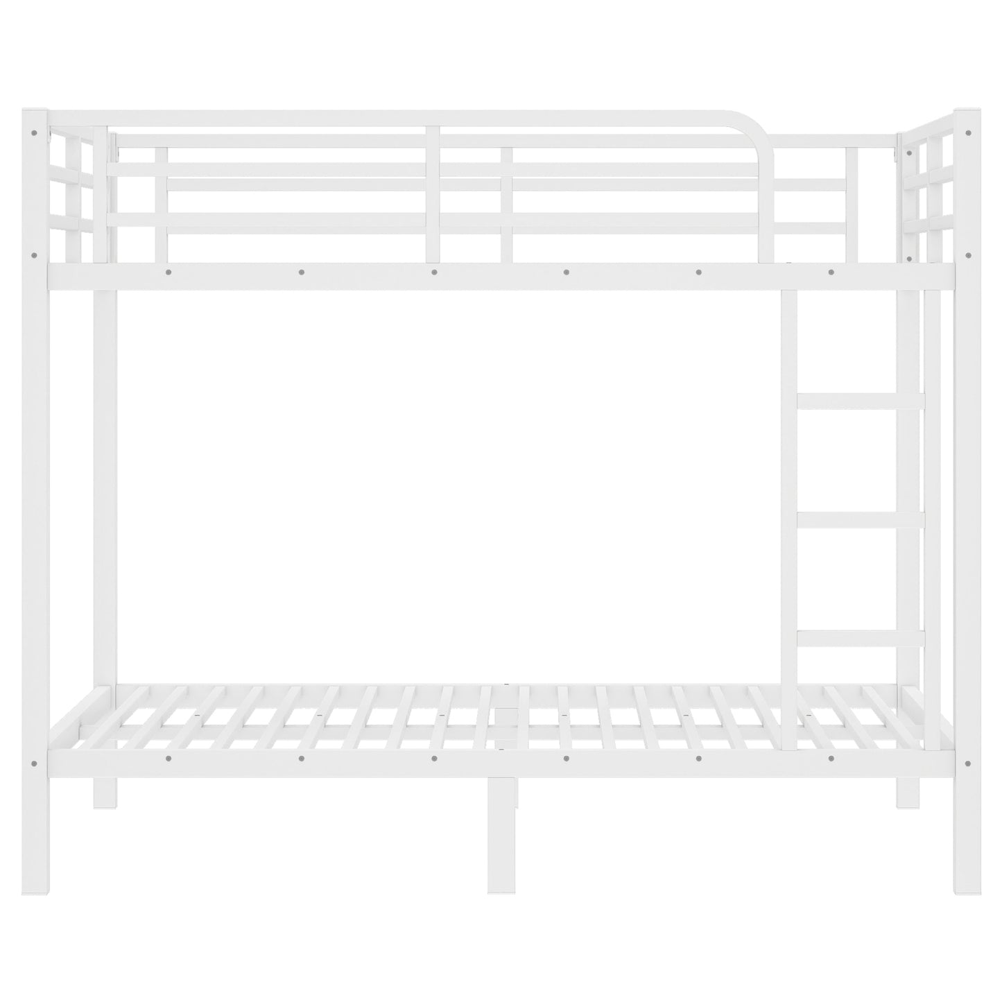 variant-group:rf-w1580p329015|Roomfitters Metal Full Over Full Bunk Bed Frame with Ladder & Safety Rail, Durable Space-Saving Design, White