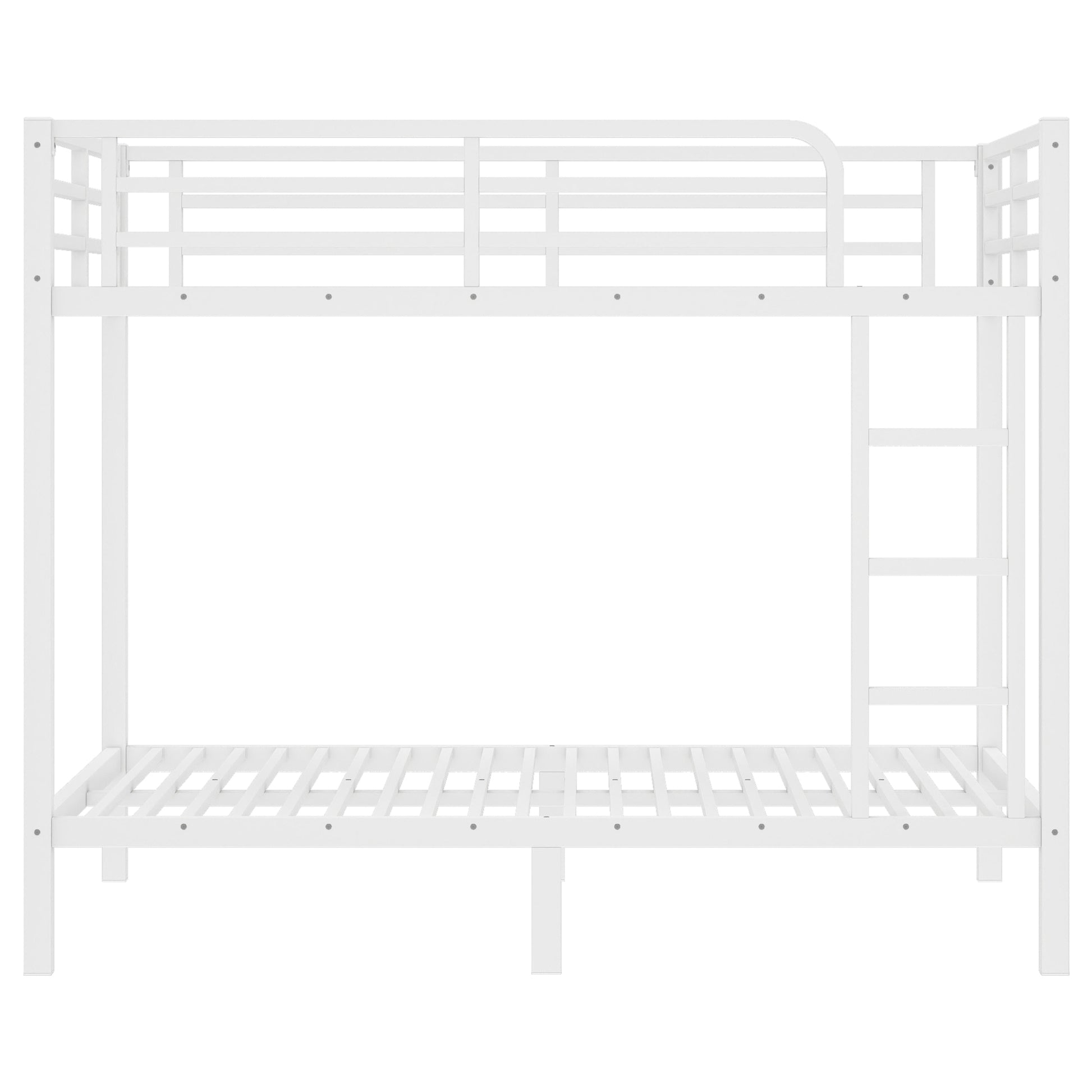 variant-group:rf-w1580p329015|Roomfitters Metal Full Over Full Bunk Bed Frame with Ladder & Safety Rail, Durable Space-Saving Design, White