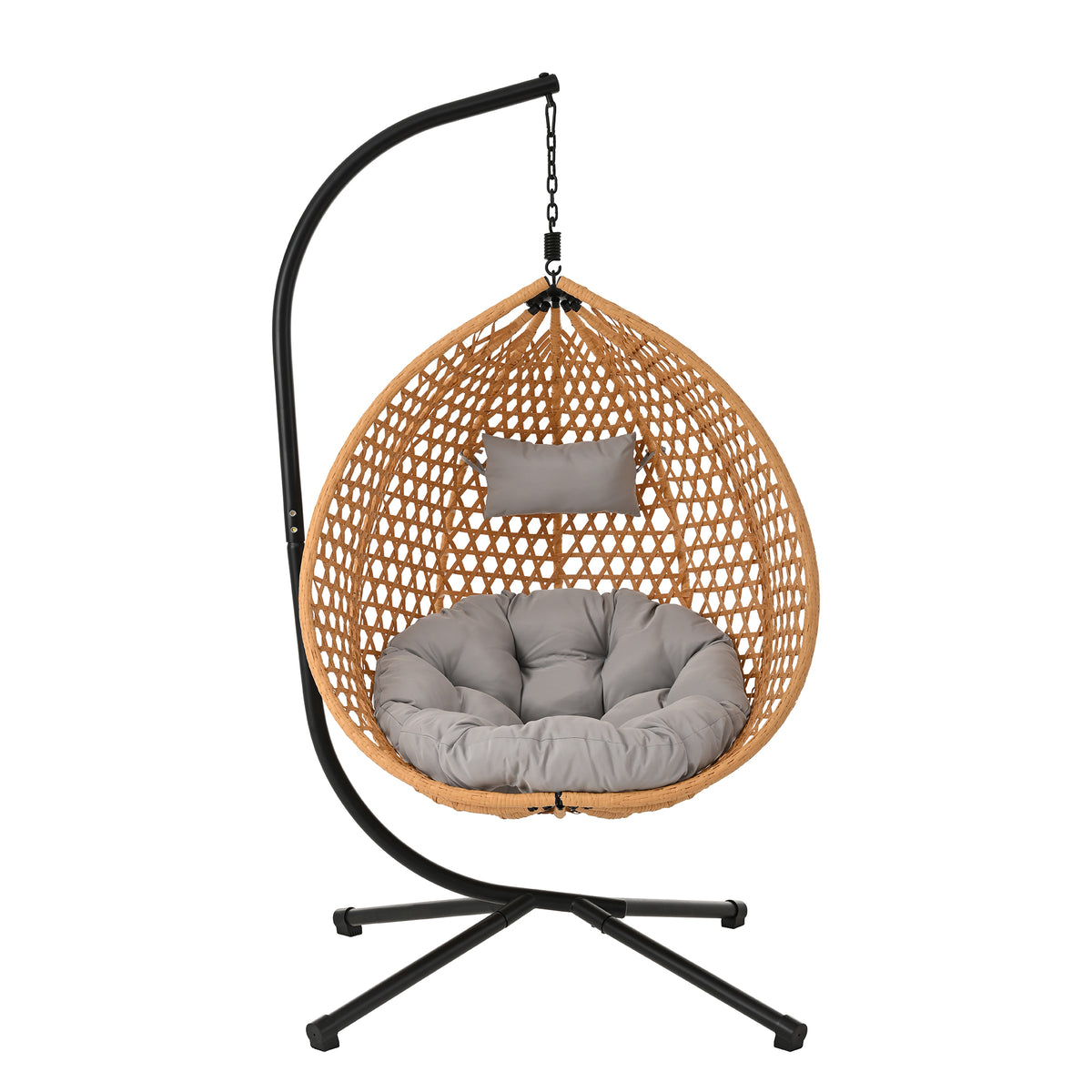 variant-group:rf-n711p255131s|Roomfitters Hanging Egg Chair with Stand, Rattan Wicker Swing Chair with Cushion for Indoor Outdoor Patio Balcony, Brown