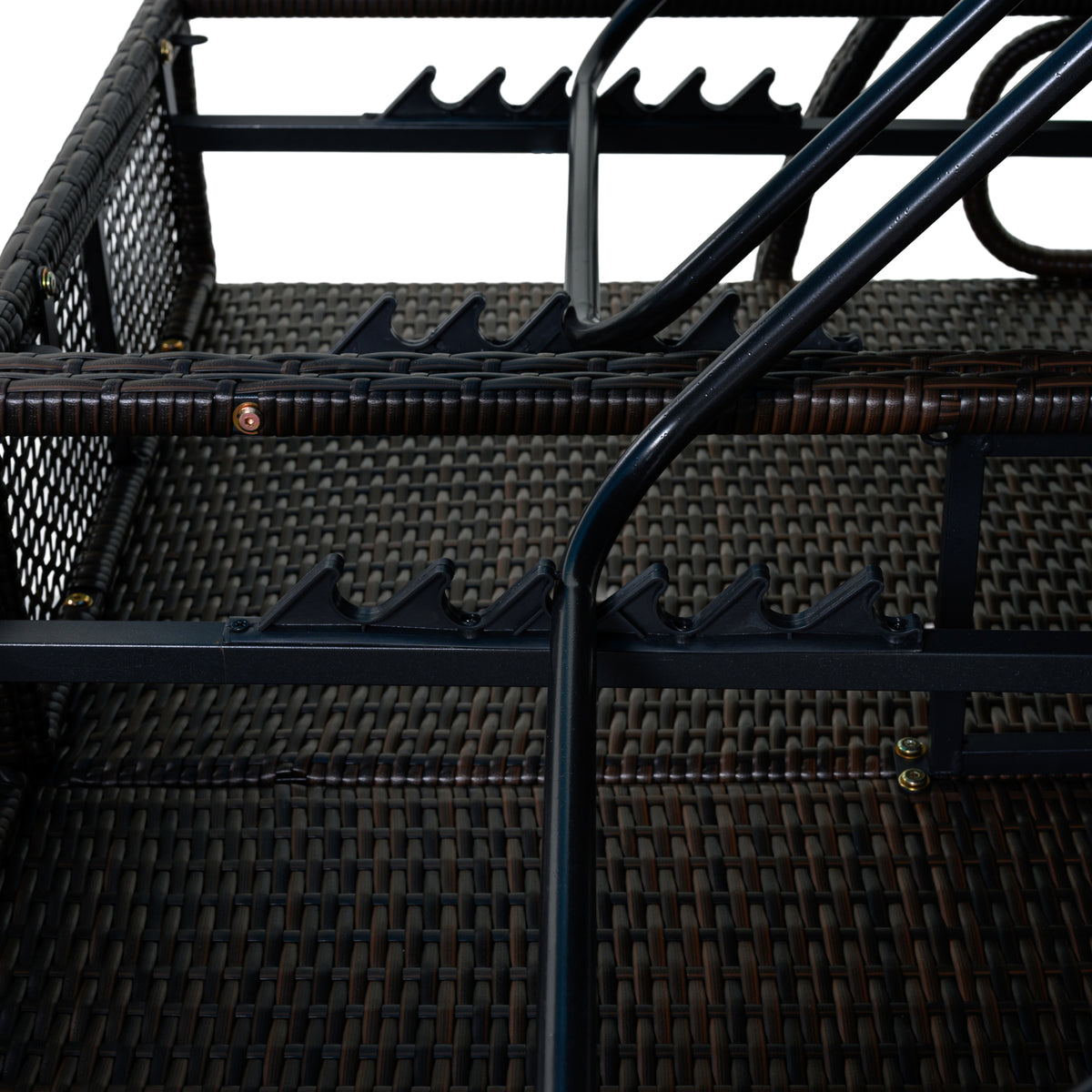 variant-group:rf-n711wy000485aac|Roomfitters Blue HDPE Wicker Outdoor Double Sunbed, Steel Frame Patio Chaise, Hidden Side Tables, Canopy Shade