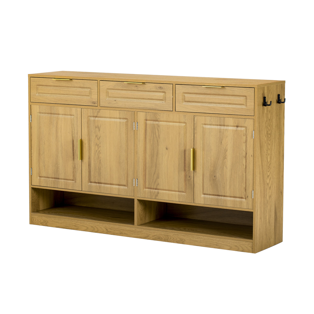 variant-group:rf-n711p345213o|Roomfitters 59.1" Farmhouse Sideboard Buffet Cabinet with 3 Drawers and 4 Doors, Kitchen Storage with Open Shelf, Natural
