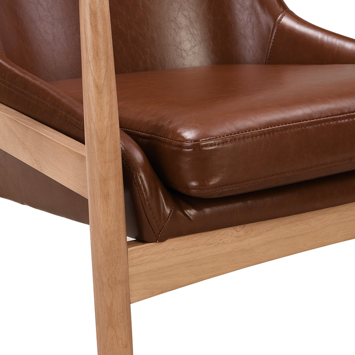 variant-group:rf-n724sj000145aad|Roomfitters PU Leather Mid-Century Accent Chairs with Solid Wood Frame and High Backrest, Set of 2, Brown