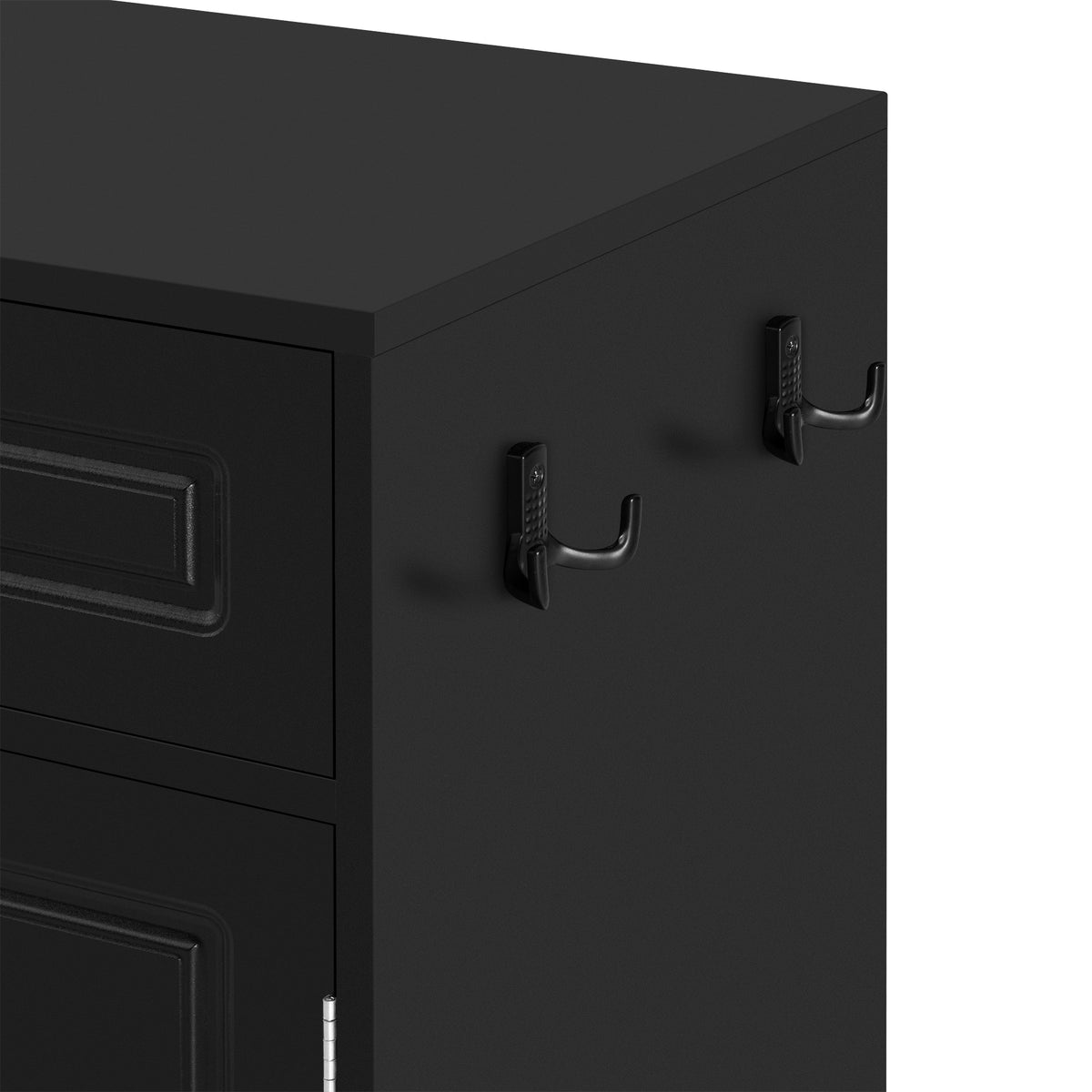 variant-group:rf-n711p345213b|Roomfitters 59.1" Farmhouse Sideboard Buffet Cabinet with 3 Drawers and 4 Doors, Kitchen Storage with Open Shelf, Black