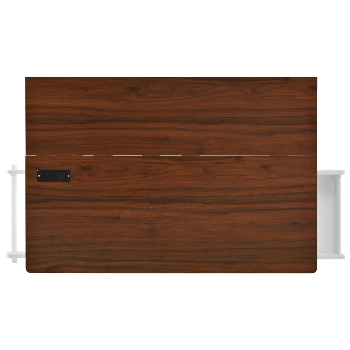 variant-group:rf-n707s000019w|Roomfitters 52" Fluted Kitchen Island with Drop Leaf, Power Outlet & Walnut Wood-Grain Top, White