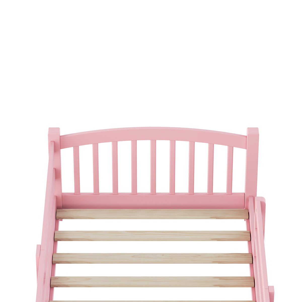 variant-group:rf-n733p400298h|Roomfitters Twin Montessori Floor Bed with Guardrails, Solid Wood Low Platform Bed with Slats, Easy Assembly, Pink