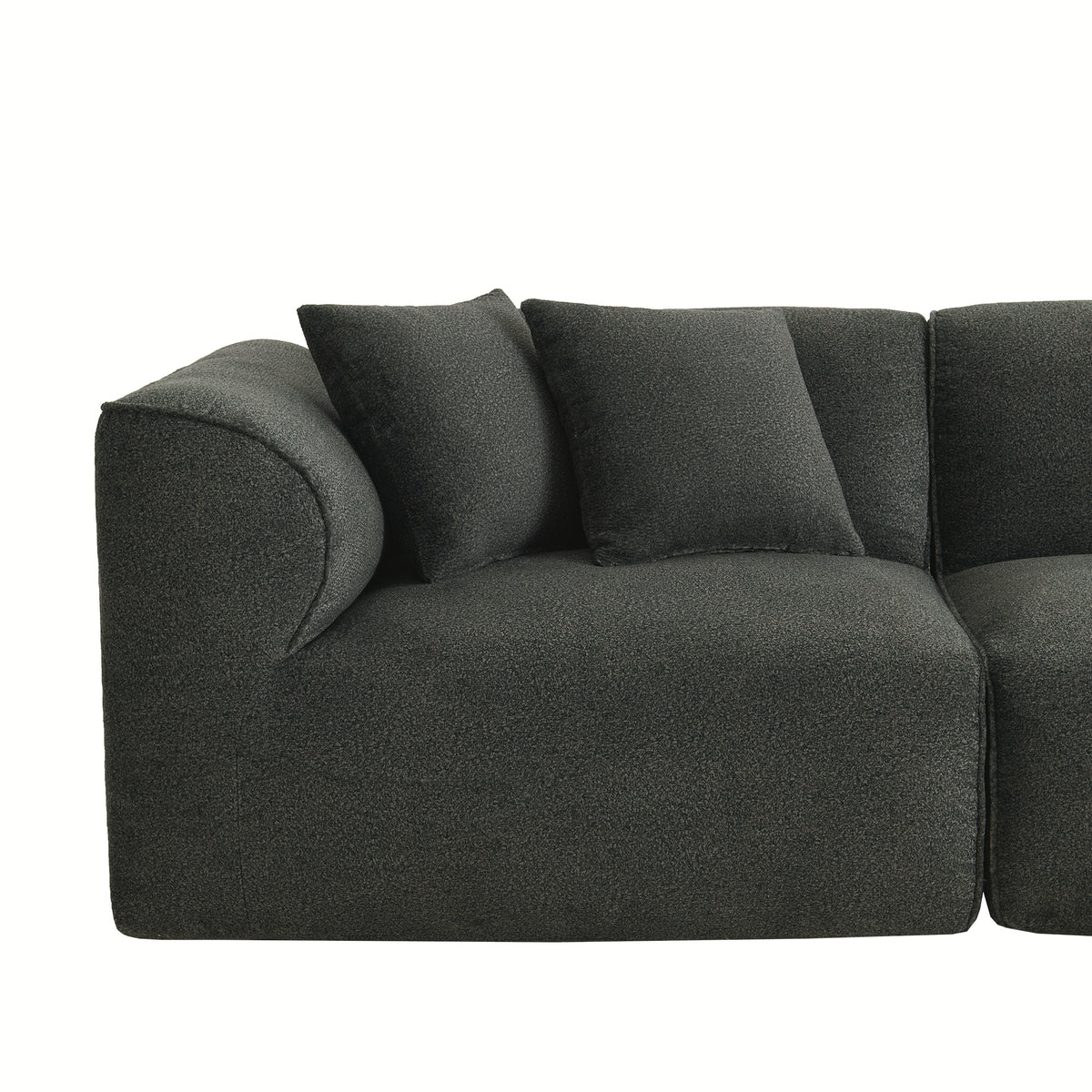 variant-group:rf-n711wy000450aac|Roomfitters Modern Velvet Sectional Sofa with Detachable Ottoman, 4-Seater Couch with Pillows for Living Room, Grayish Green