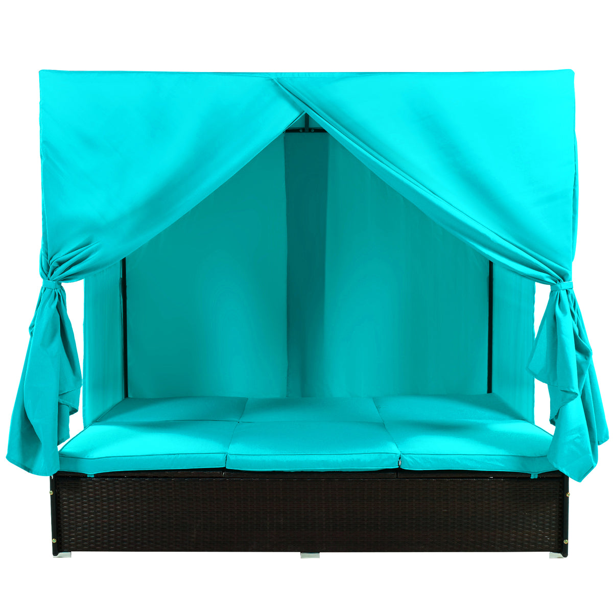 variant-group:rf-n711wy000476aac|Roomfitters Luxury Cabana Blue Outdoor Double Chaise Lounge Patio Daybed, Privacy Curtains, Adjustable Reclining