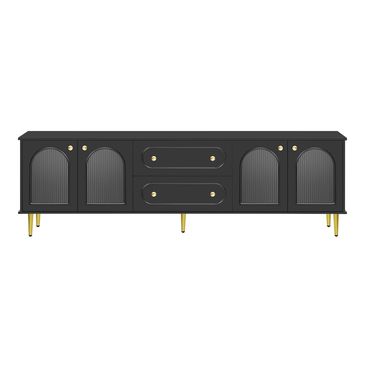 variant-group:rf-n724sj000143aab|Roomfitters Minimalist TV Stand for up to 85 Inch TV, Entertainment Center with Four Spacious Cabinets, Black