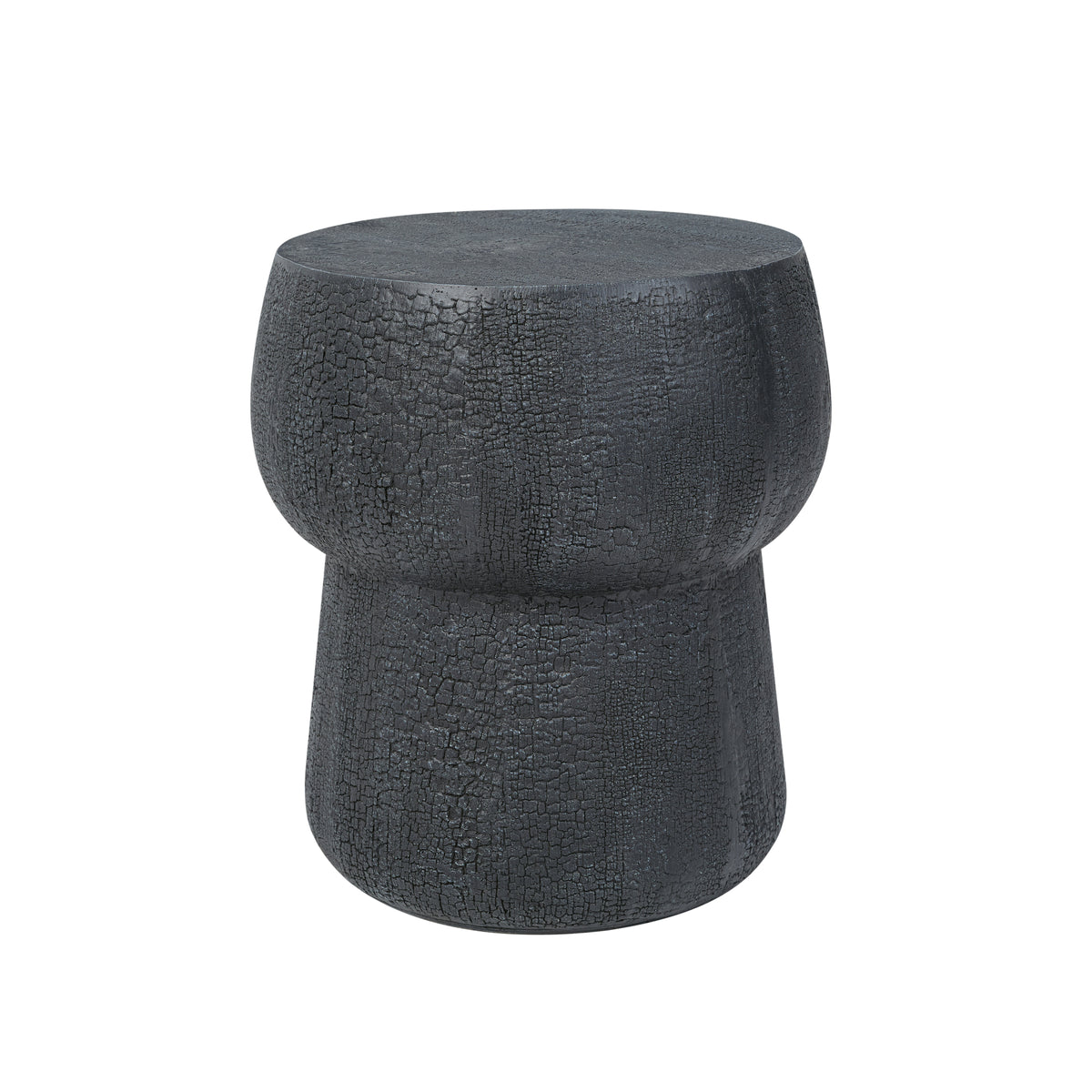variant-group:rf-n711p422075b|Roomfitters Modern Black Double Barrel Patio Side Table, Distressed Concrete Coffee Table, MgO Garden Stool