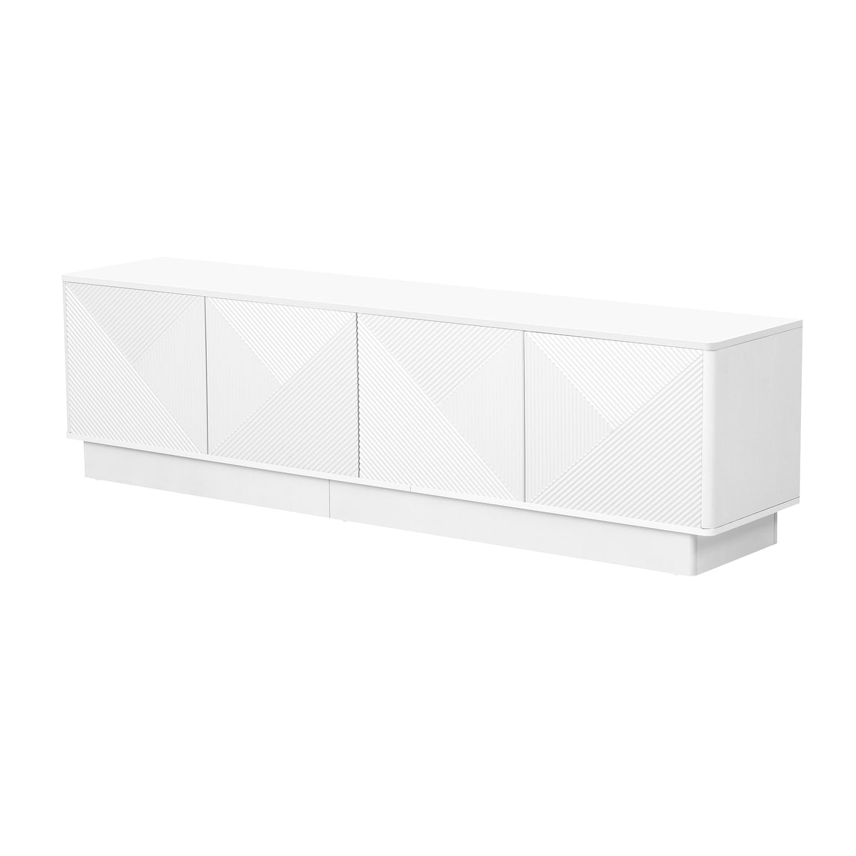 variant-group:rf-n724p426846k|Roomfitters Stylish 4-Door Wave Design TV Console with 16-Color USB LED Light, White