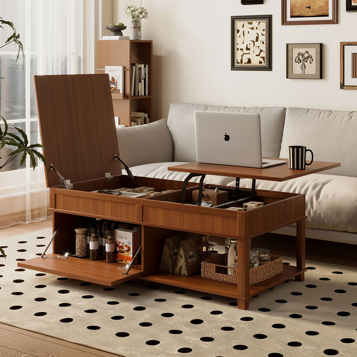 variant-group:rf-n724p401355e|Roomfitters Lift-Top Coffee Table with Hidden Storage and Open Lower Shelf, Apricot Brown