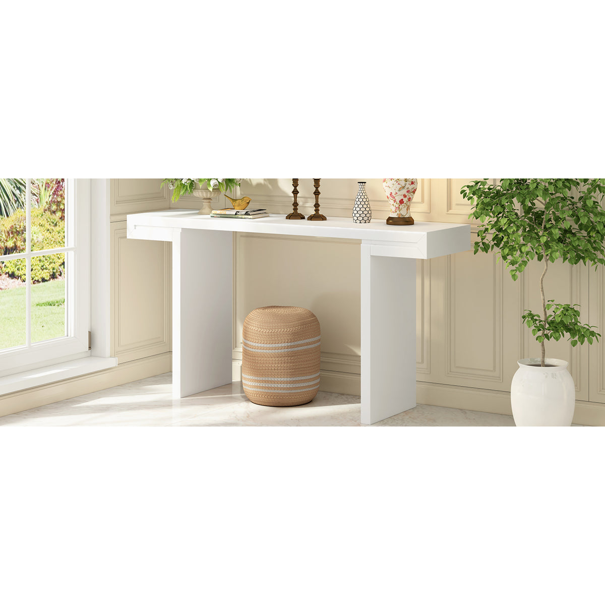variant-group:rf-n711p303209k|Roomfitters 60" Modern Minimalist Console Table, Slim Entryway Sofa Table for Hallway and Living Room Decor, White