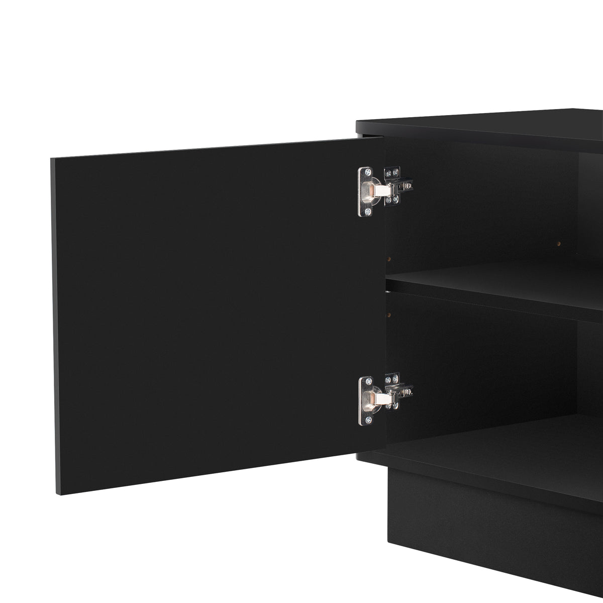 variant-group:rf-n724p426846b|Roomfitters Stylish 4-Door Wave Design TV Console with 16-Color USB LED Light, Black