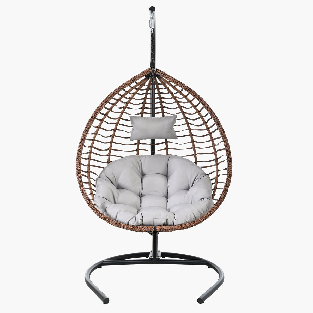 variant-group:rf-n711p389502g|Roomfitters Indoor Outdoor Hanging Egg Hammock Chair with Stand, Wicker Rattan Swing for Patio and Bedroom, Brown+Gray