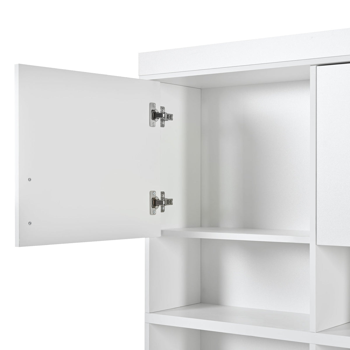 Roomfitters 5-in-1 Modern Entryway Hall Tree, 6 Drawers, 3 Wardrobe Cupboards, White Roomfitters