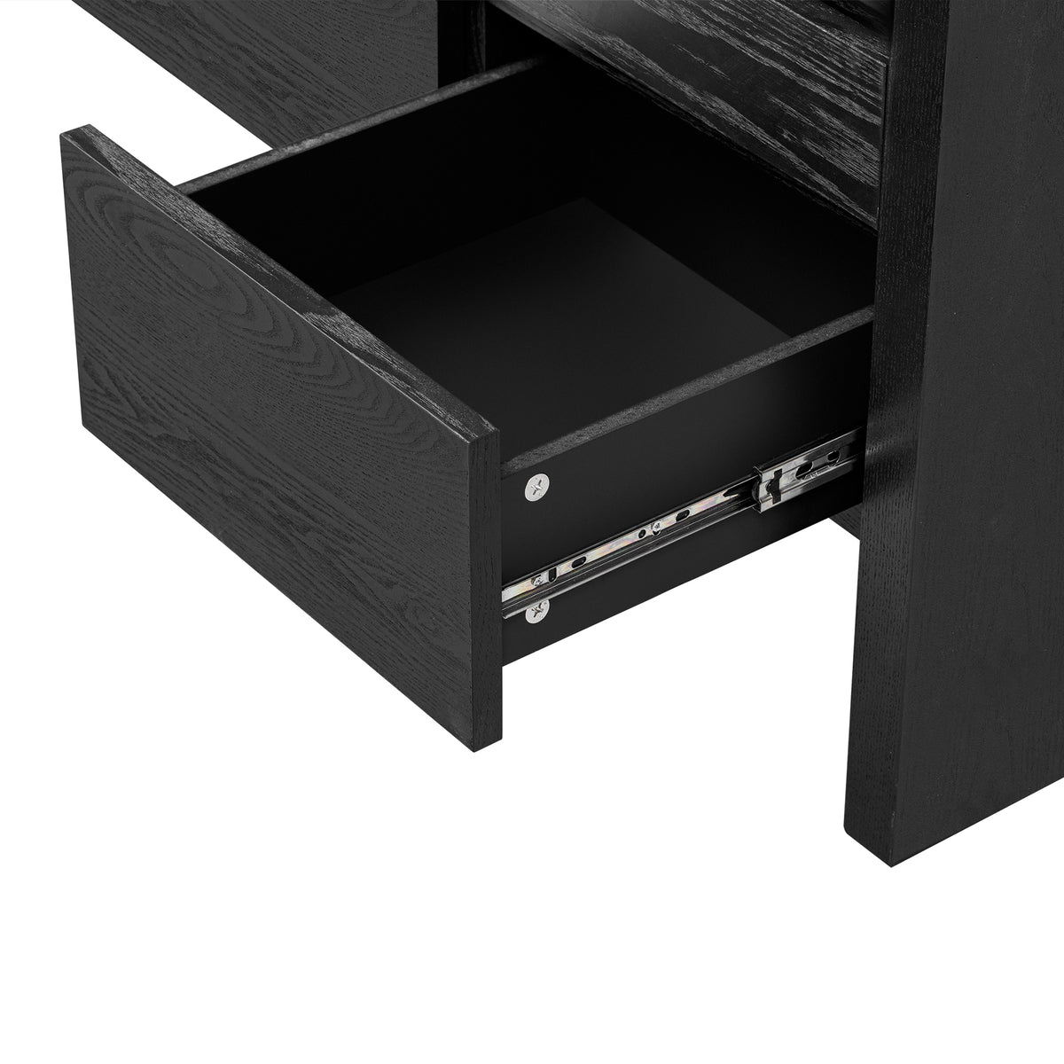 variant-group:rf-n711p289141b|Roomfitters 60" Modern Solid Wood Veneer Sideboard with 3 Doors & 3 Drawers, Open Shelf & Cable Cutout, Large Storage Cabinet for Dining, Hallway, Living Room, Black