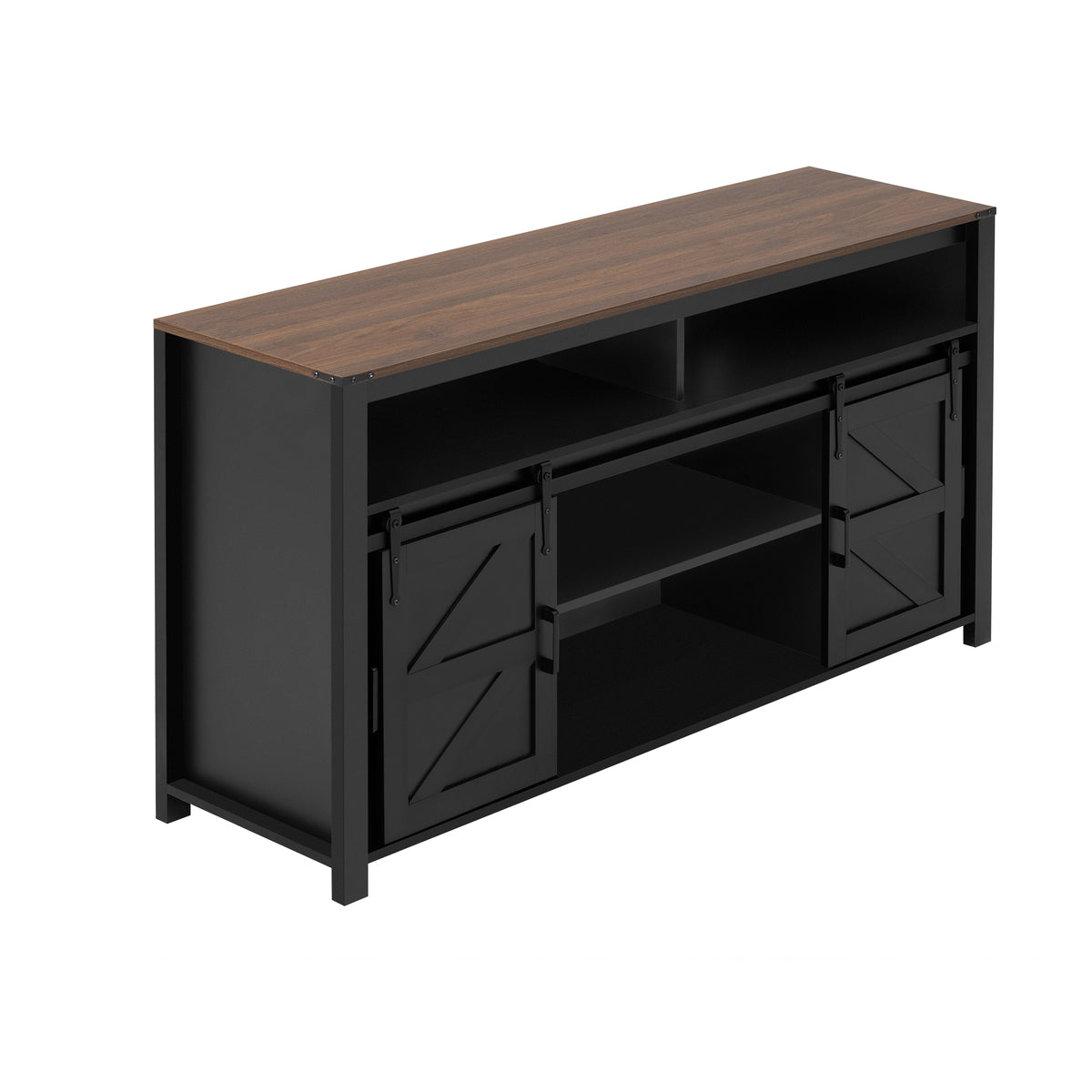 variant-group:rf-n711p347388b|Roomfitters 59.3" Sideboard Buffet Cabinet with Sliding Barn Doors, Modern Farmhouse Storage for Kitchen & Dining, Black