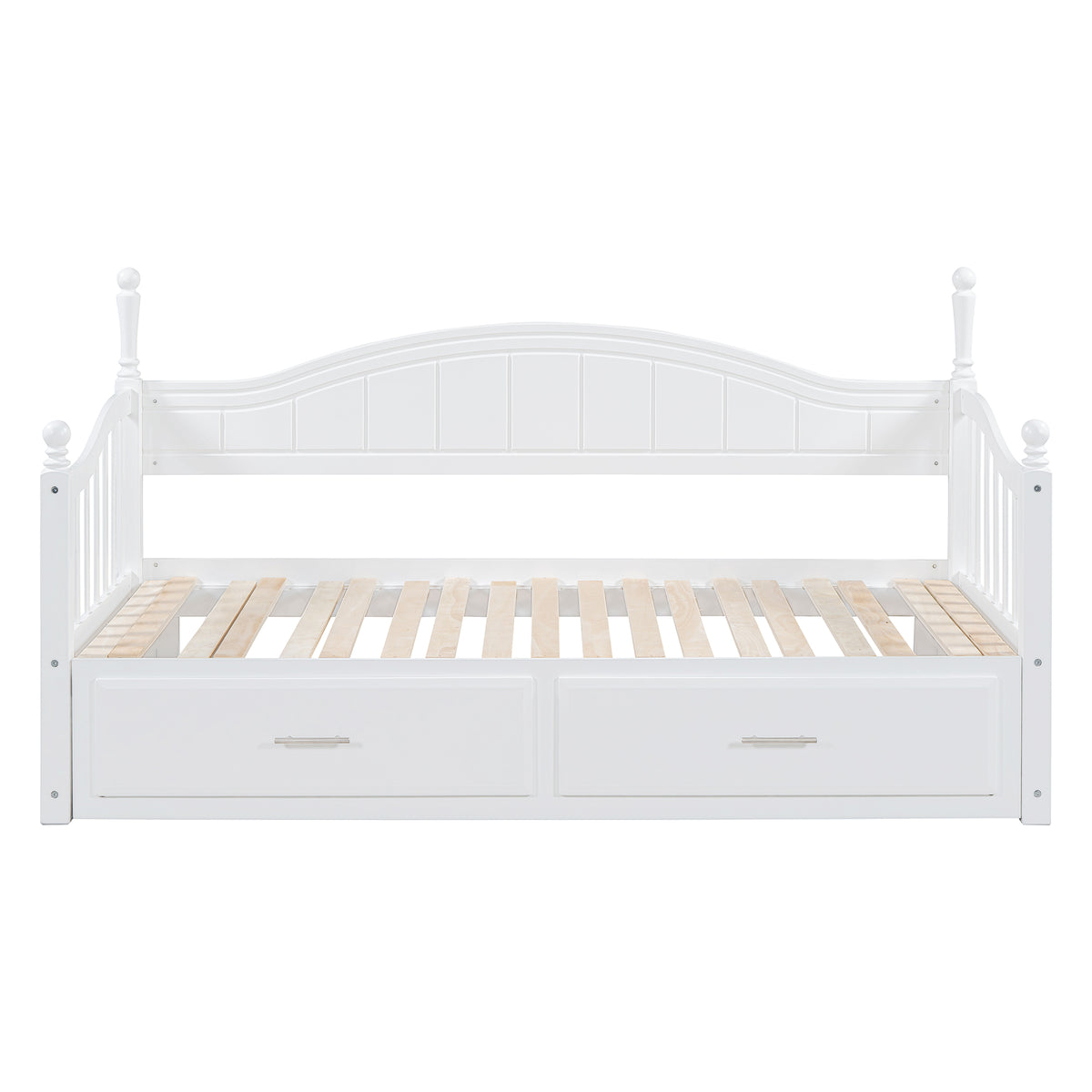variant-group:rf-n733s173459k|Roomfitters Wooden Twin Size Daybed with Extendable Frame, Twin Trundle and Additional Storage Drawers, White