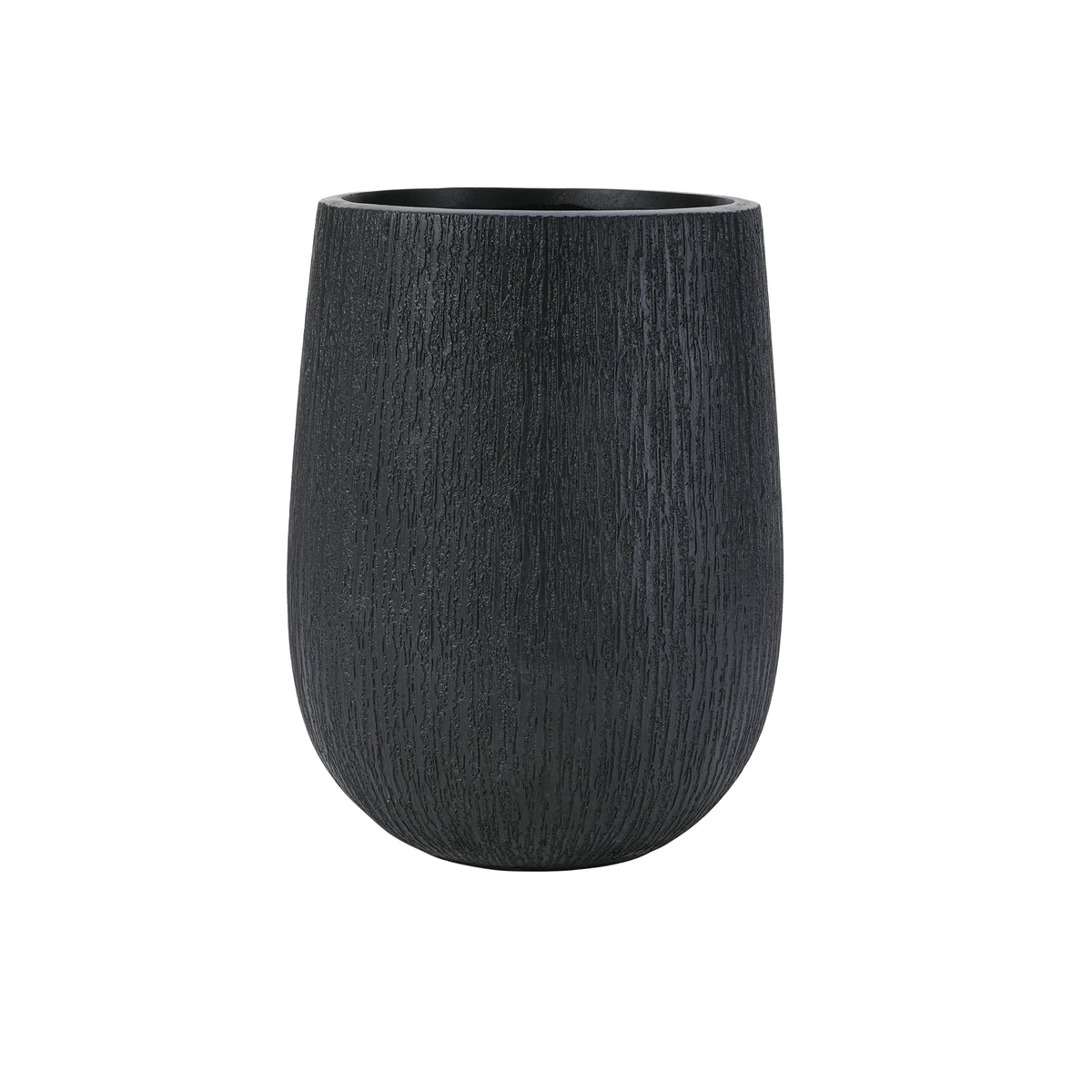 variant-group:rf-n711p406659b|Roomfitters Modern Egg-Shaped MGO Planter Set, 3-Piece Textured Faux Stone Flower Pots, Black Patio Garden Urns