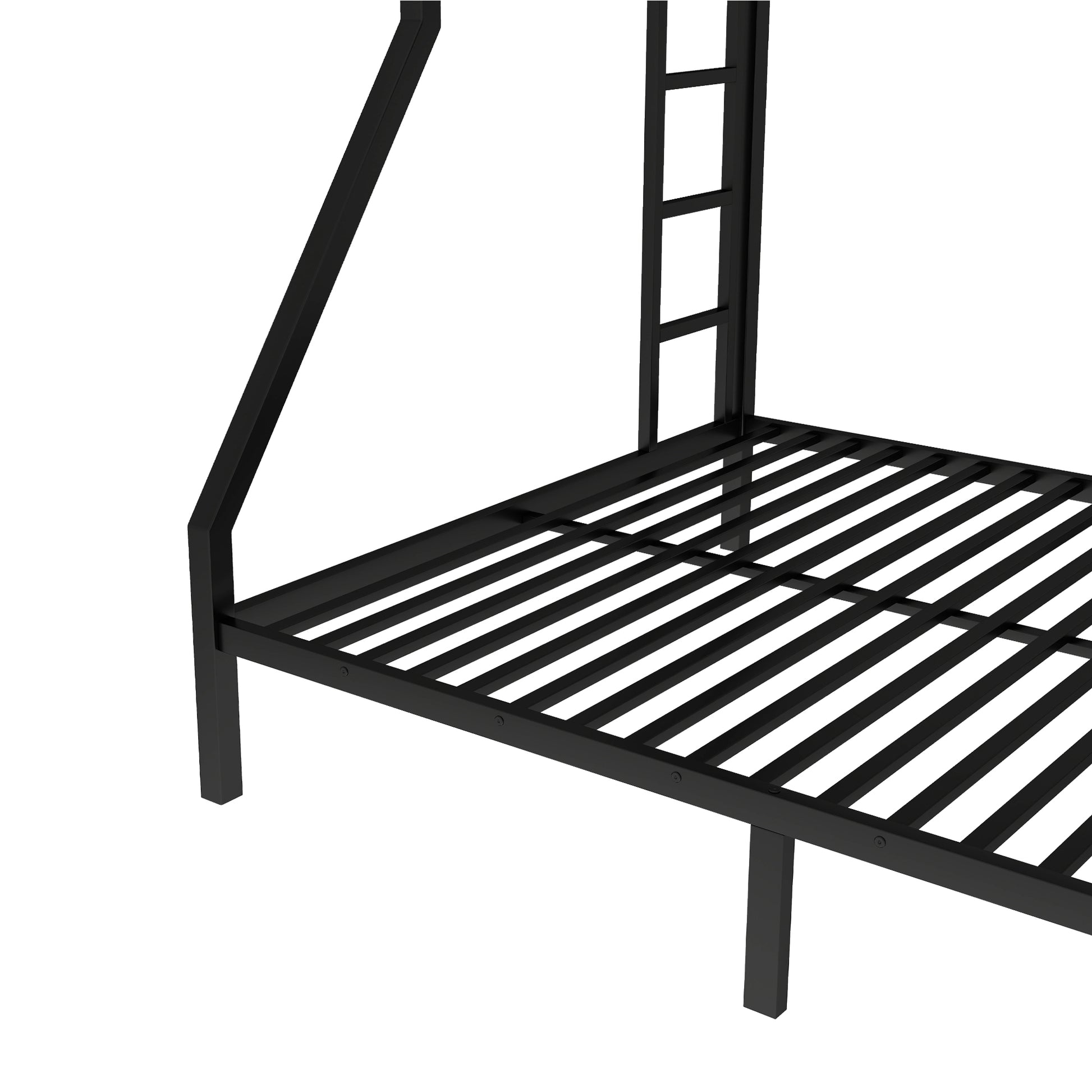 variant-group:rf-w1580p336606|Roomfitters Metal Twin XL Over Queen Bunk Bed Frame with Ladder & Safety Rail, Durable Space-Saving Design, Black