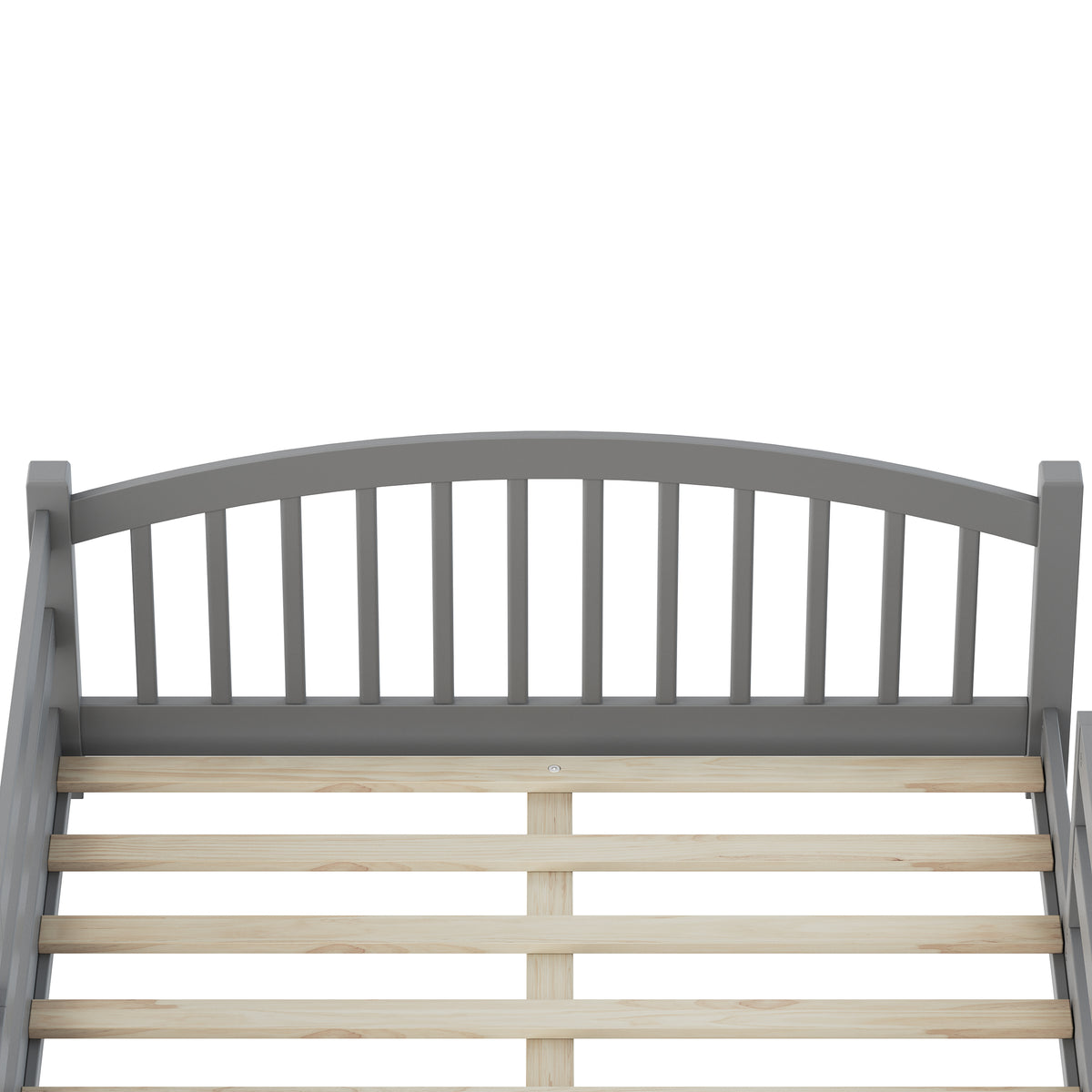 variant-group:rf-n733p400299e|Roomfitters Full Montessori Floor Bed with Guardrails, Solid Wood Low Platform Bed with Slats, Easy Assembly, Gray