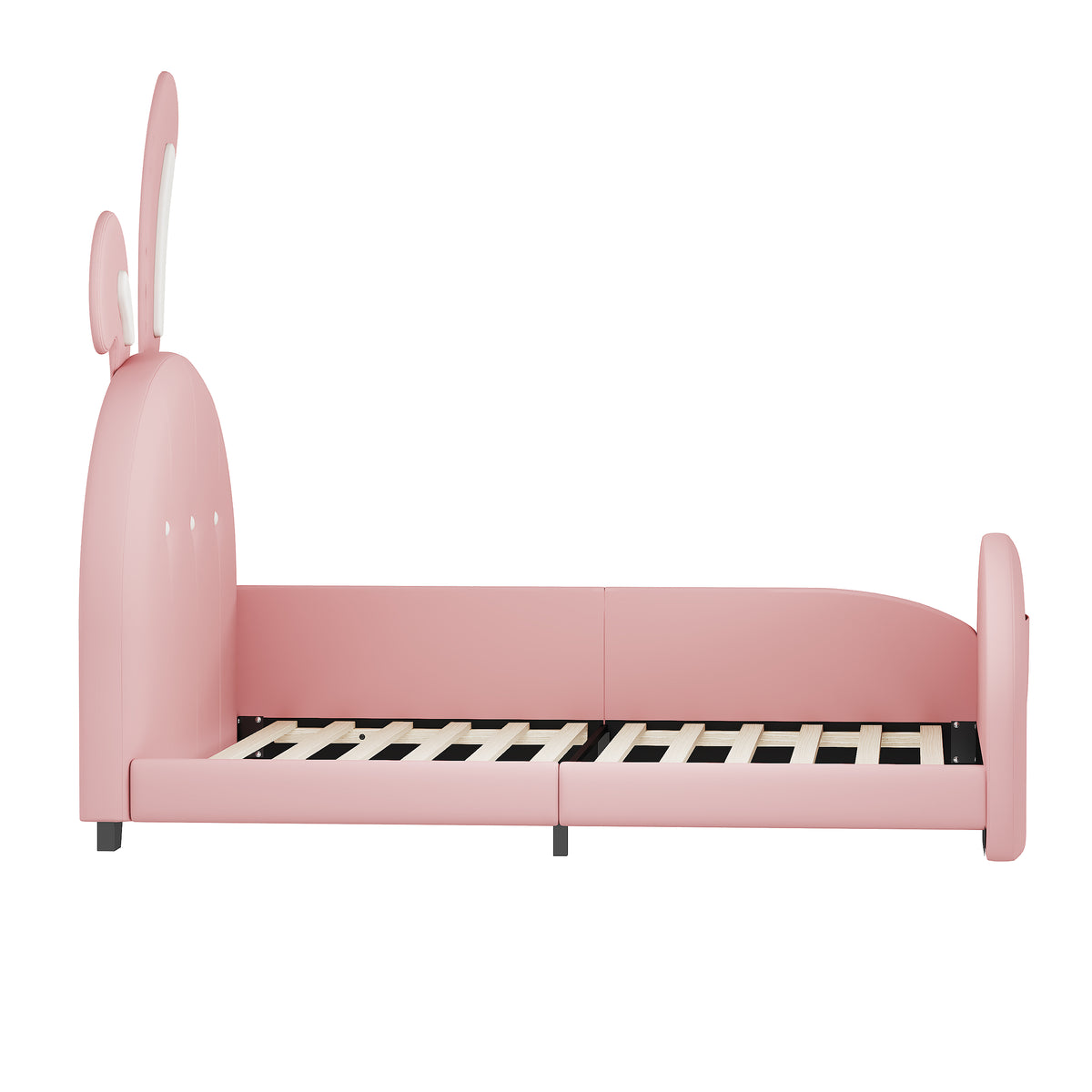 variant-group:rf-n733p198764h|Roomfitters Rabbit-Shaped Princess Twin Platform Bed with Upholstered Headboard and Footboard, Pink