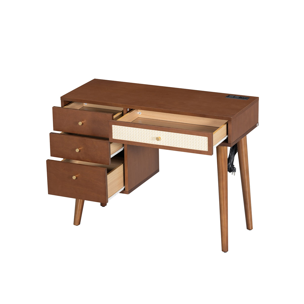 Roomfitters Wooden Nightstand with Two Storage Cabinets, End Table for Bedroom, White and Pink