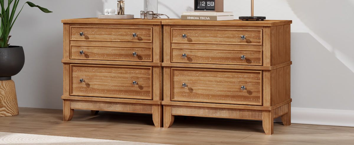 variant-group:rf-n701bs701p183796d|Roomfitters 3 Drawer Farmhouse Wood Nightstand Set of 2, Fully Assembled Bedside Accent Side Table, Felt Lined, Hazel