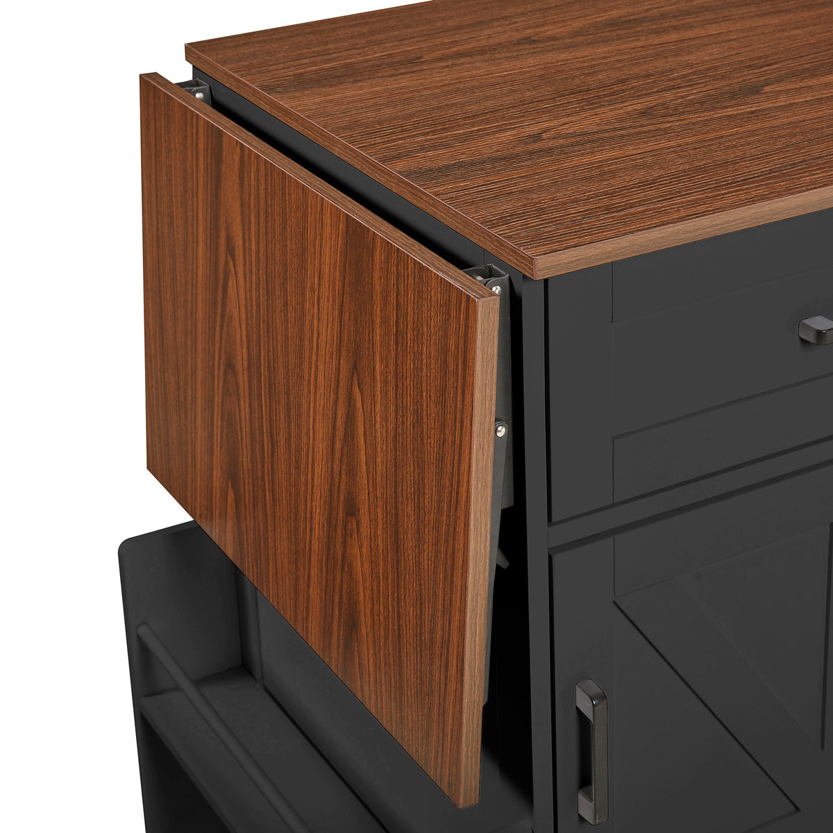 variant-group:rf-n707p404539b|Roomfitters 39.3" Kitchen Island with Drop Leaf, Rolling Kitchen Cart with Storage Drawer and Spice Rack, Modern Style, Black