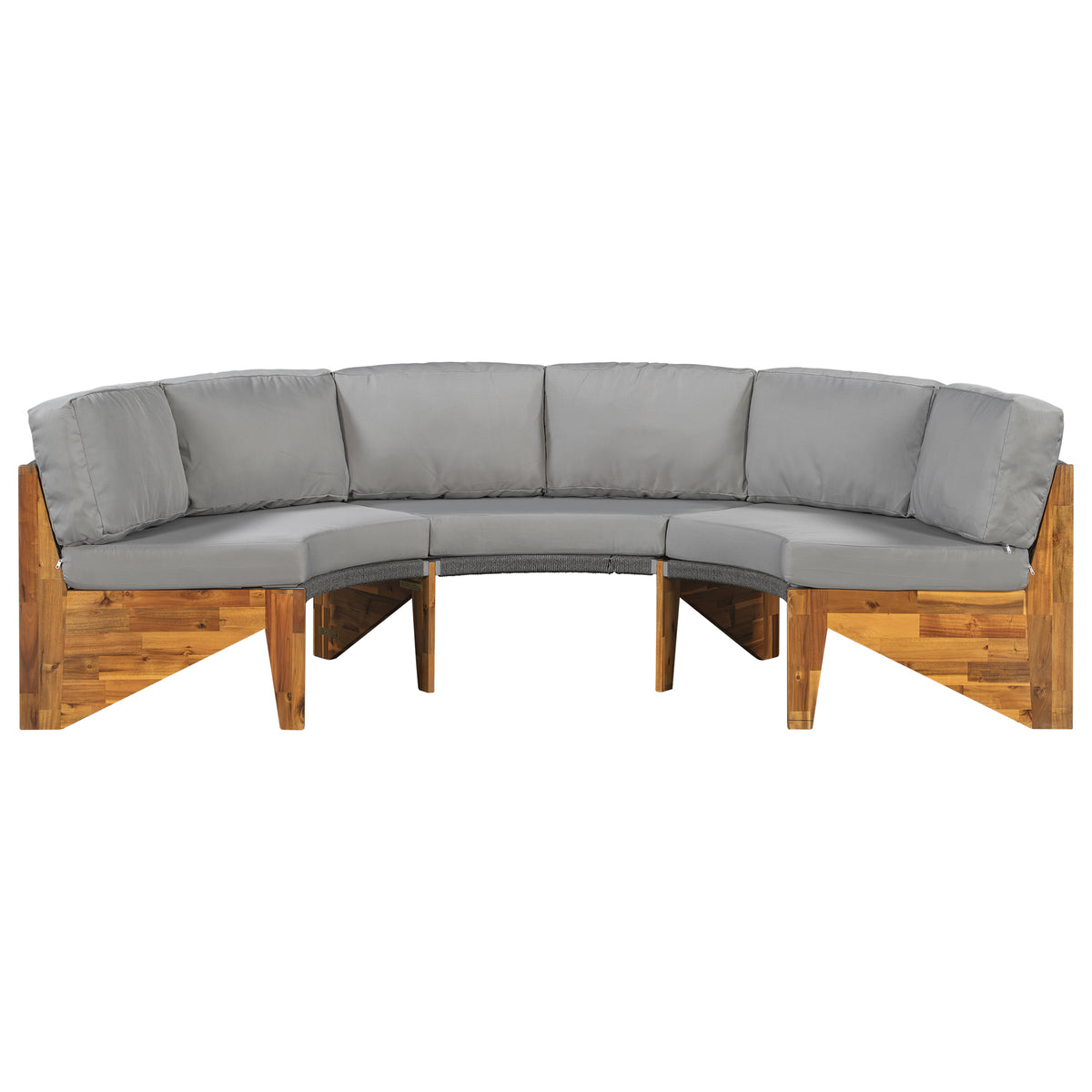 variant-group:rf-n711wy000468aae|Roomfitters 3-Piece Outdoor Sofa Set for 6, Half-Moon Patio Conversation Set, Grey Cushions, Rope Woven Steel Sectional